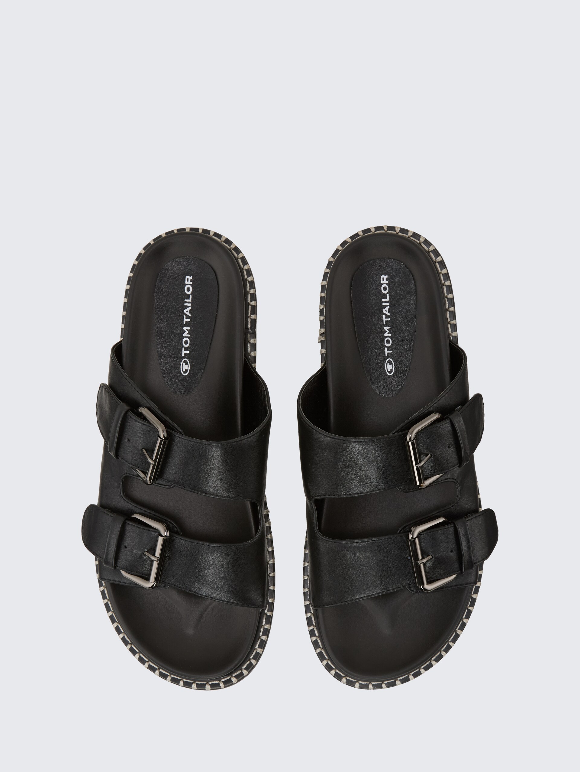 Flache Sandalen mit Verschluss-Schnallen - black - Produkt-Ansicht von oben 