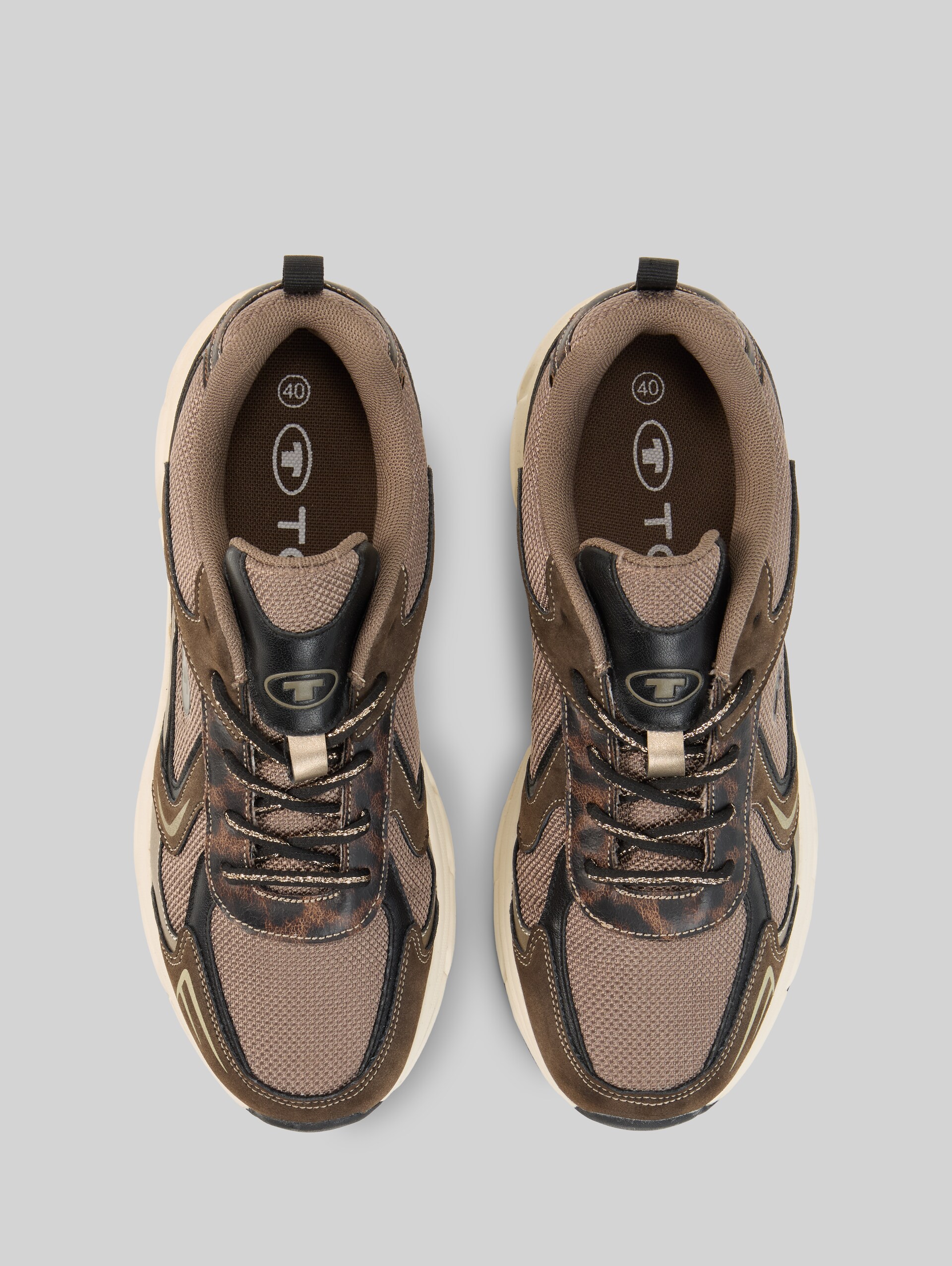 Sneakers met mix van materialen - brown-multi - Bovenaanzicht product 