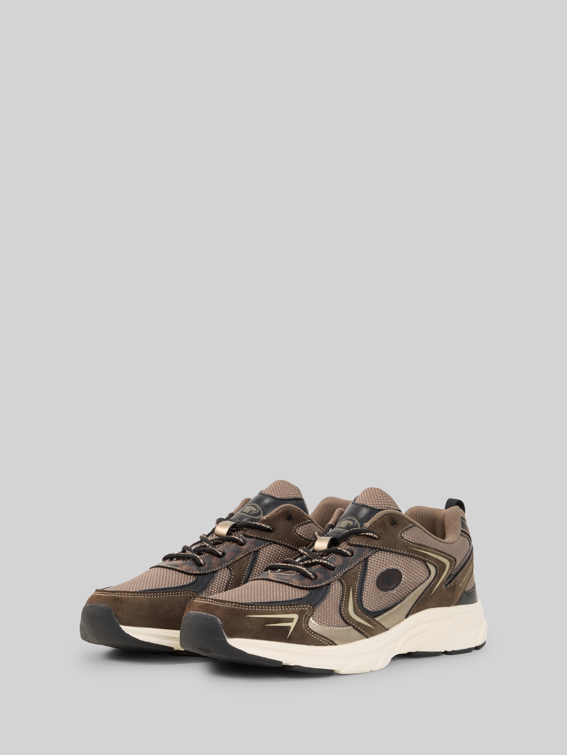 Sneakers met mix van materialen - brown-multi - zijaanzicht product