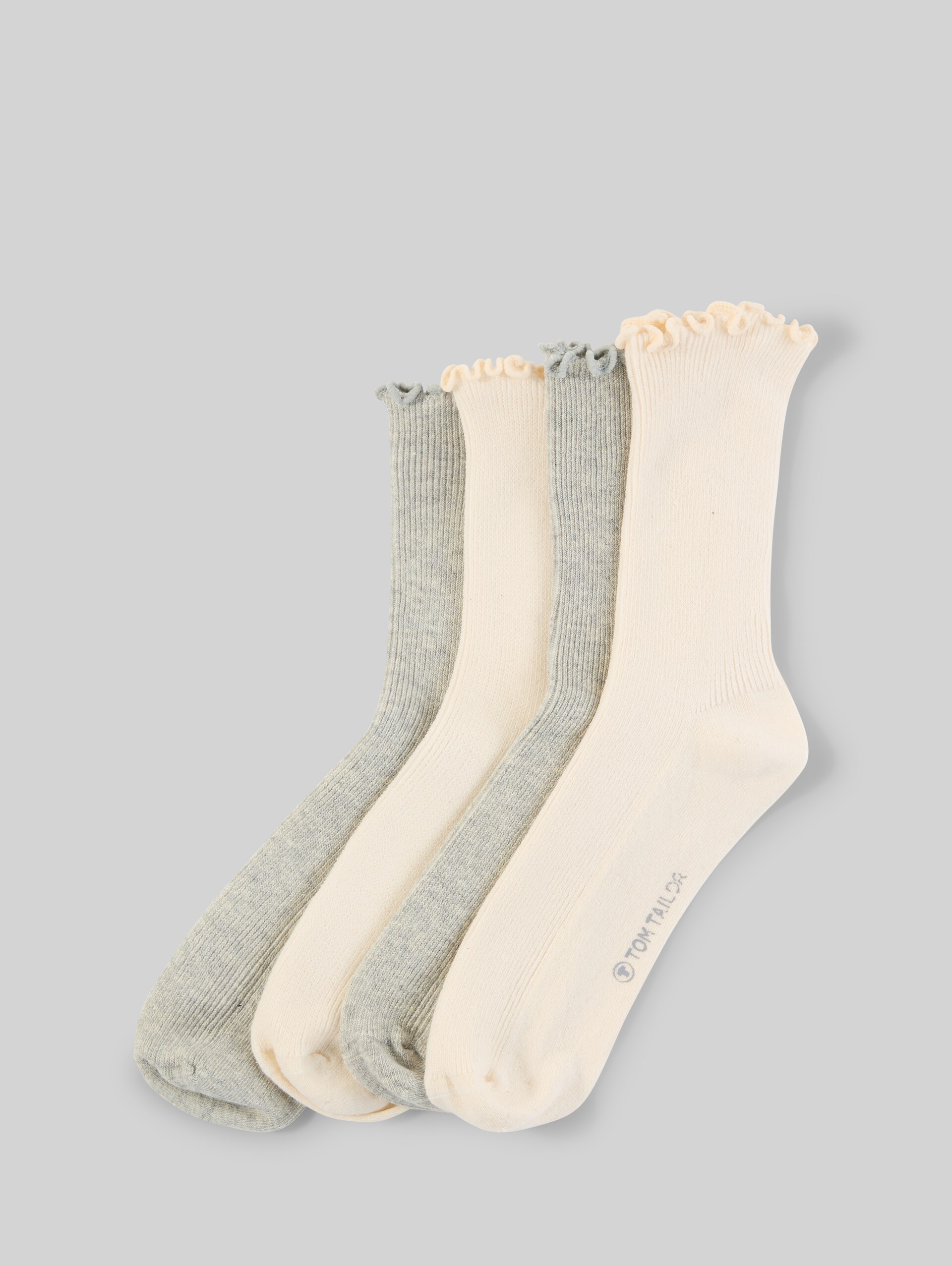 Socks in a pack of 4 with ruffled hem - light grey melange - side product view