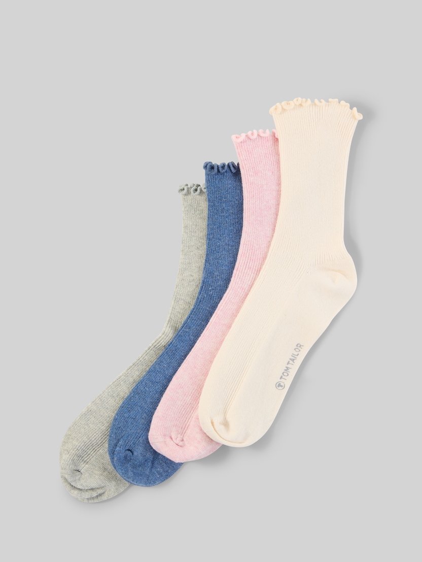 Pairs of socks in a pack of 4 with a ruffled hem by Women, greenlake