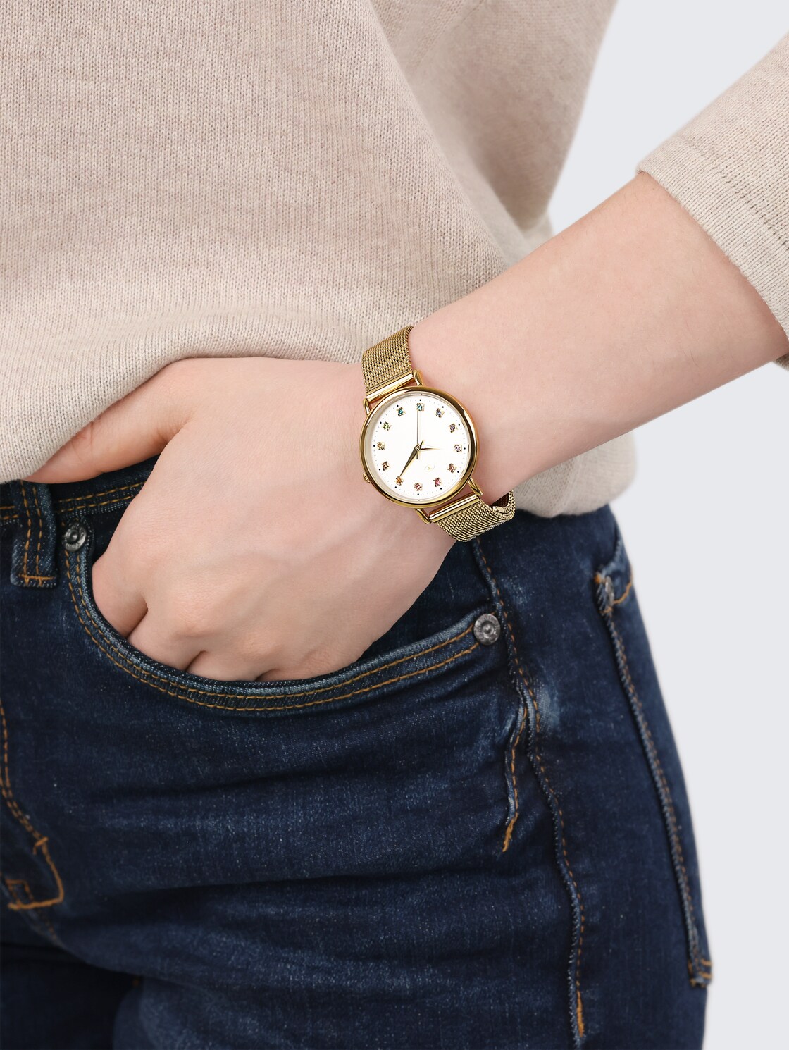 Armbanduhr aus Edelstahl gold mit 31,9mm - gold