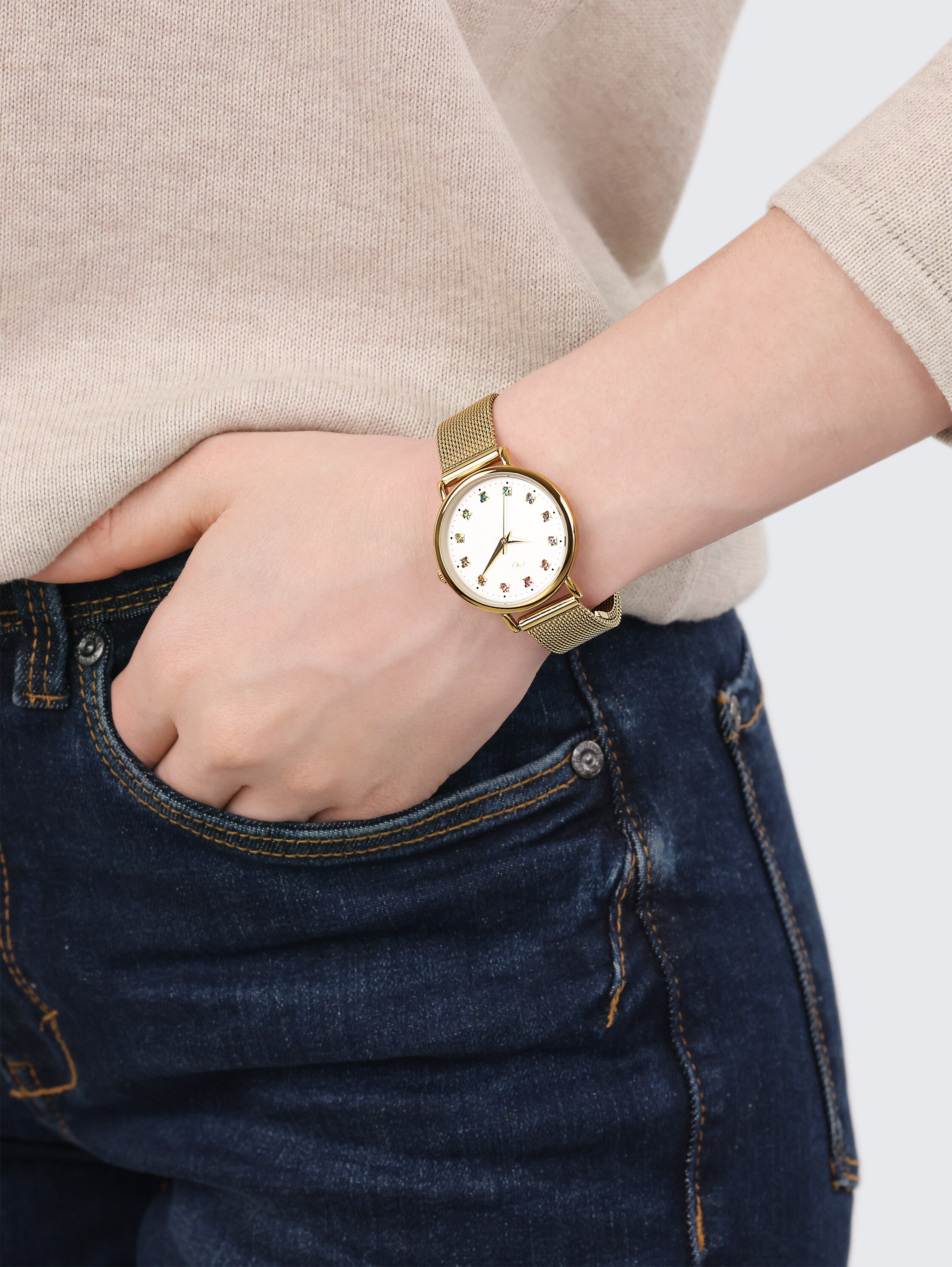 Gold stainless steel wristwatch with 31.9 mm - gold - 