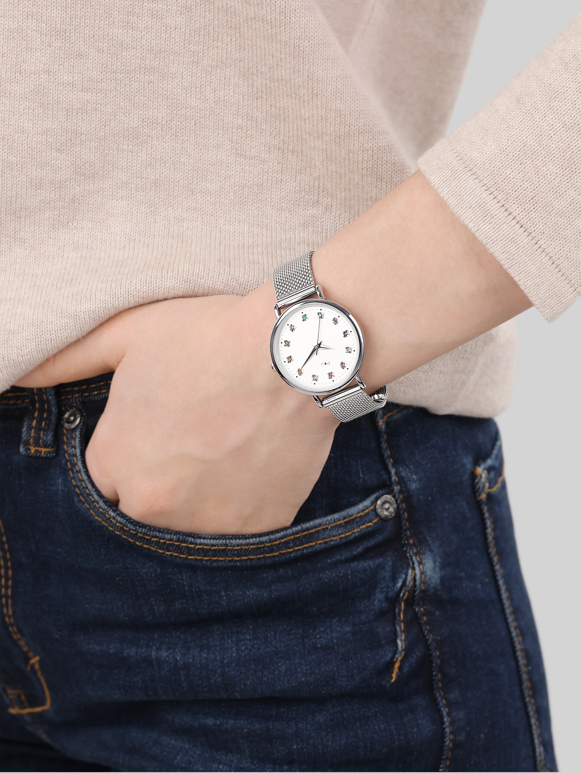 Armbanduhr aus Edelstahl silber mit 31,9mm - silver