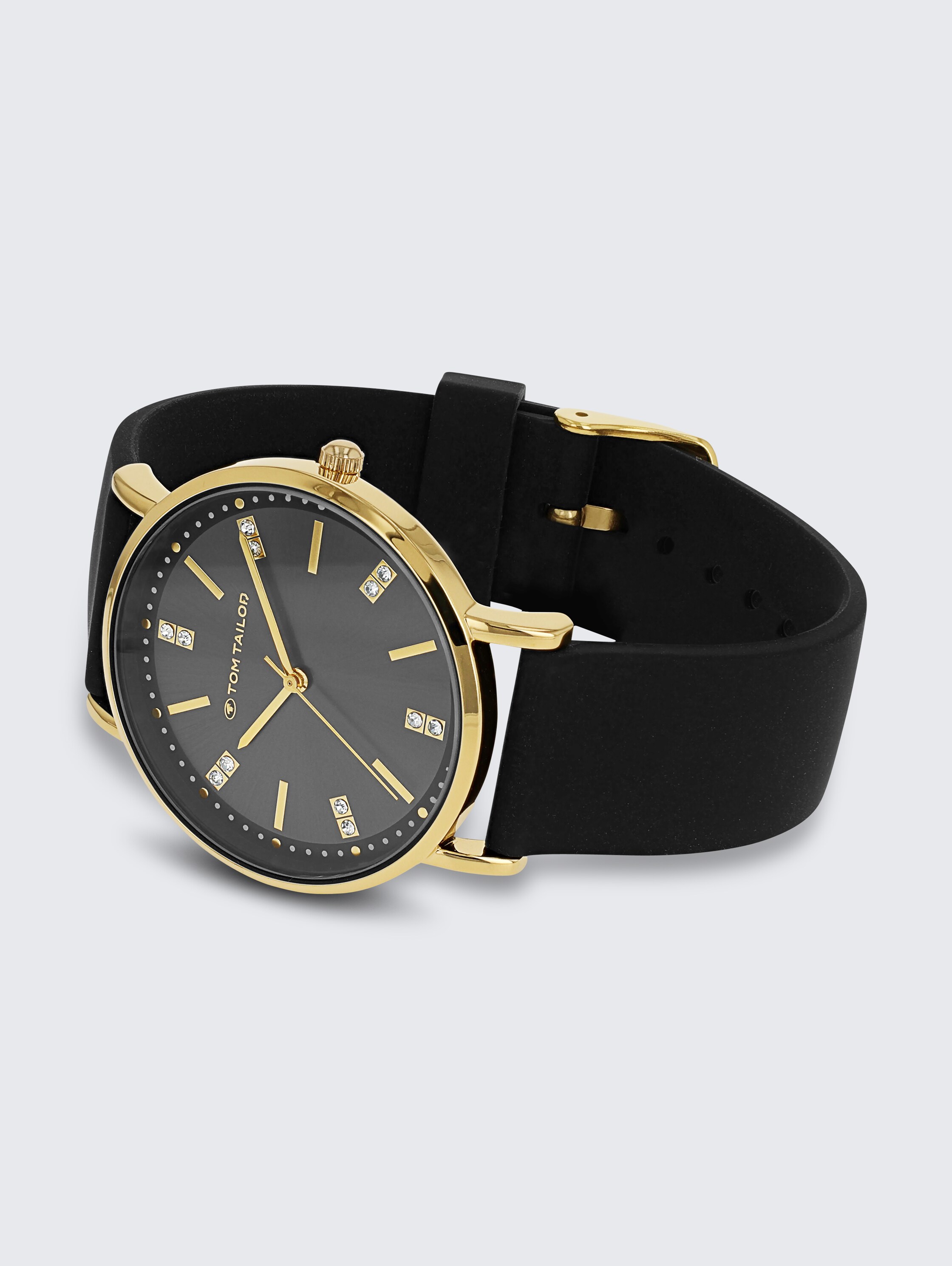 Gold wristwatch, black dial, 36 mm - gold - 