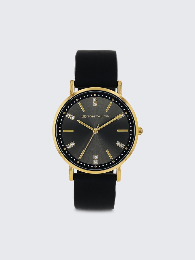 Goudkleurige armbandhorloge, zwarte wijzerplaat met 36 mm door Women, gold