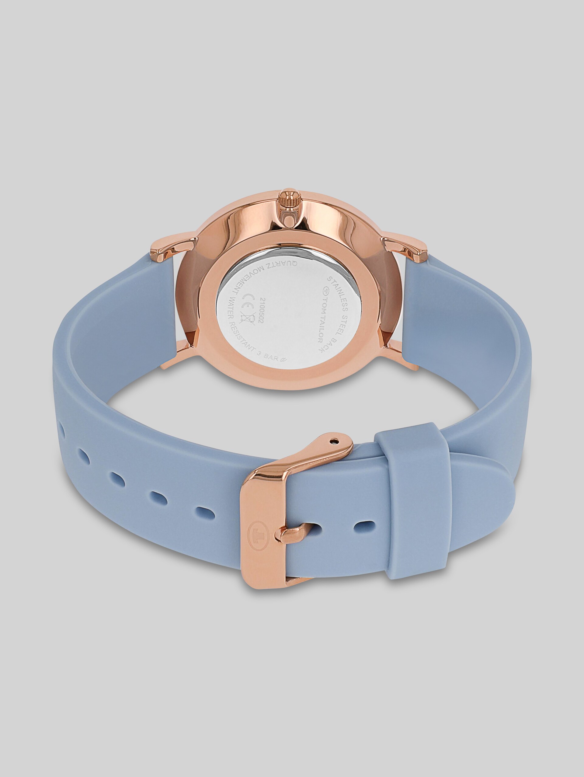 Rose gold wristwatch, blue dial, 36 mm - rose gold