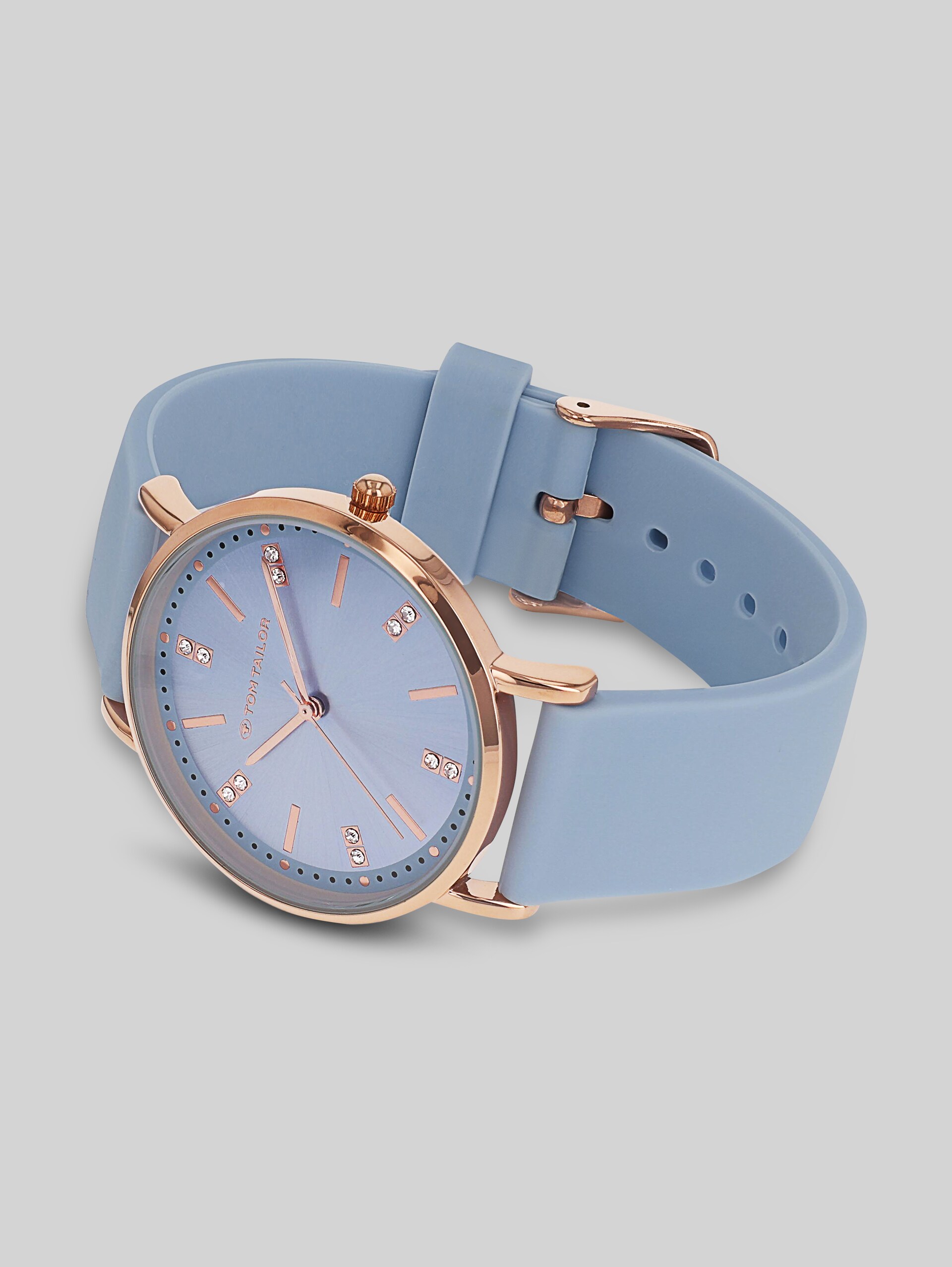 Rose gold wristwatch, blue dial, 36 mm - rose gold