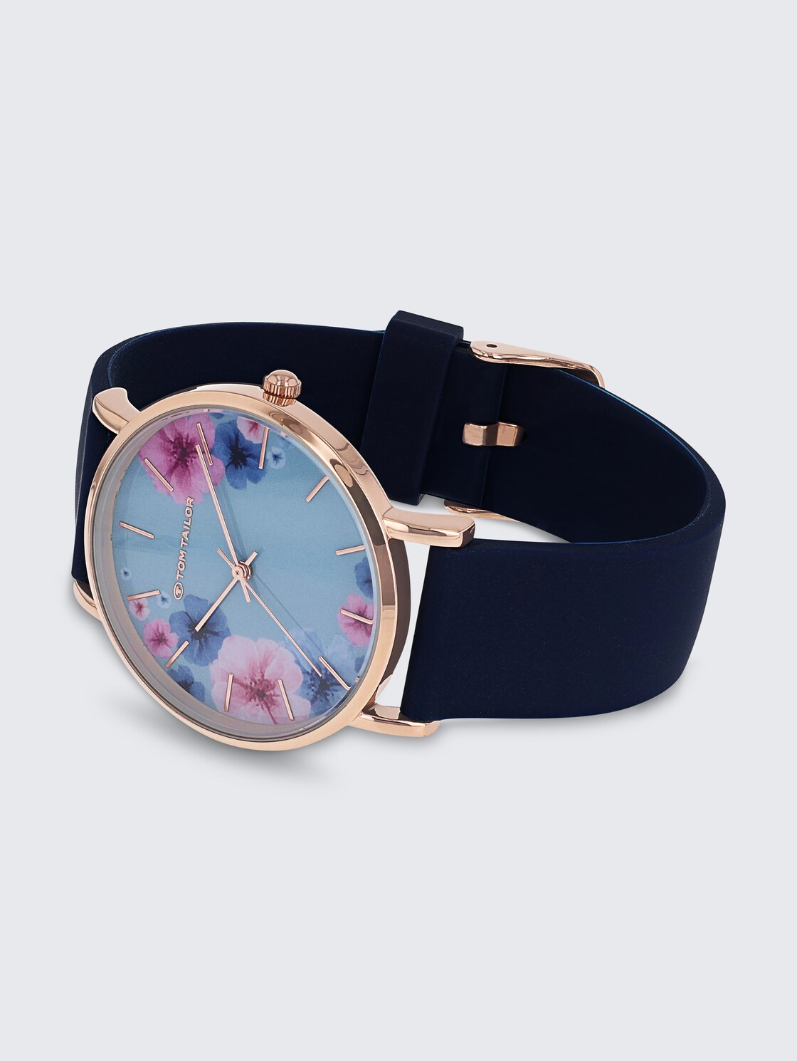 Rose gold flower wristwatch, blue dial with 36 mm - rose gold
