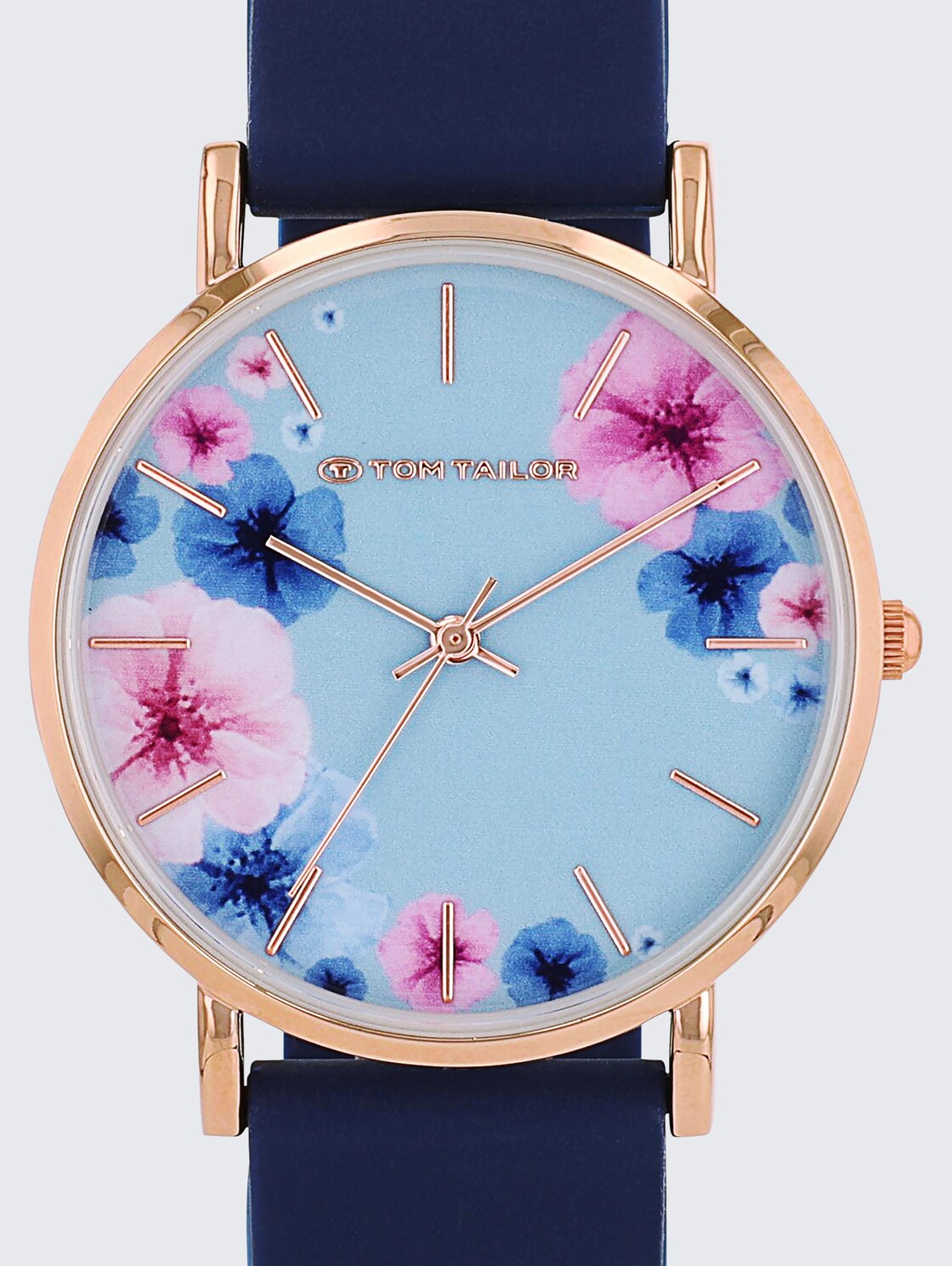 Rose gold flower wristwatch, blue dial with 36 mm - rose gold