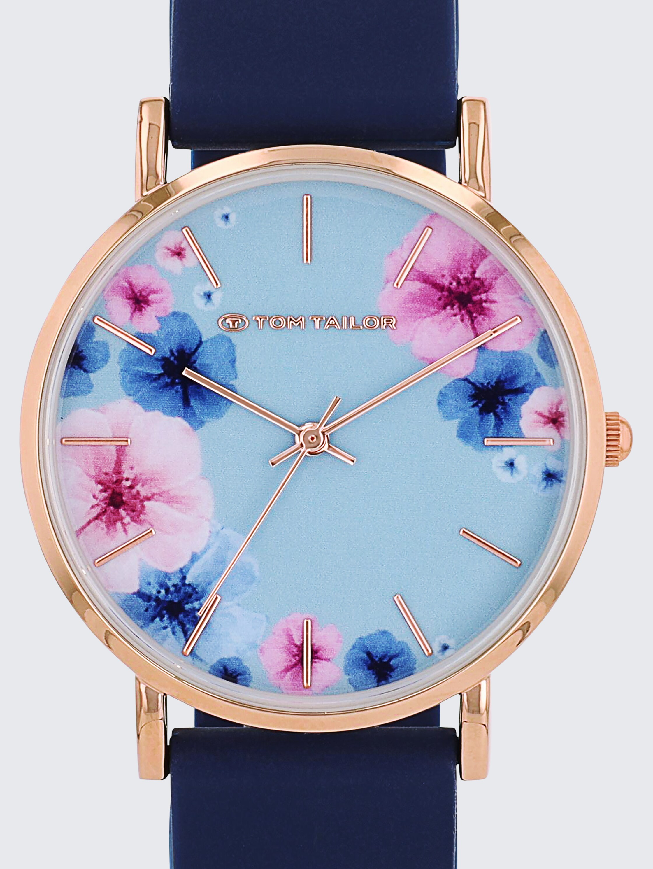 Armbanduhr Blume Roségold, Ziffernblatt blau mit 36mm - rose_gold - 