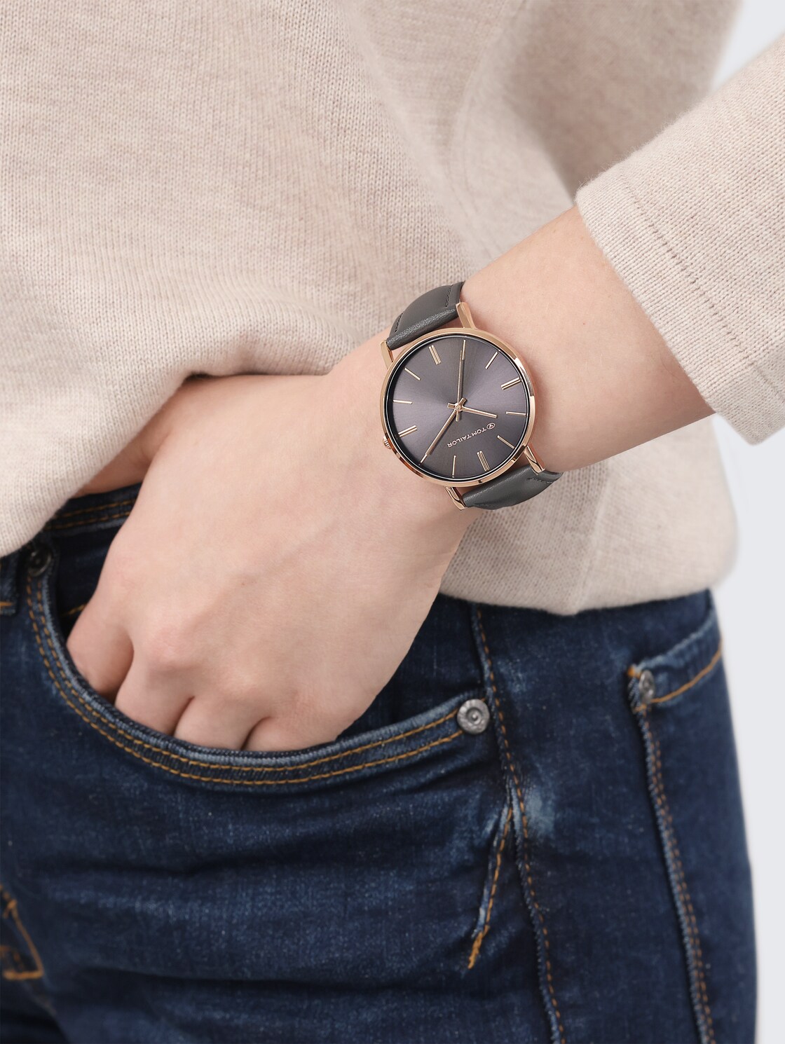 Armbanduhr Roségold - Ziffernblatt grau mit 36mm - rose gold