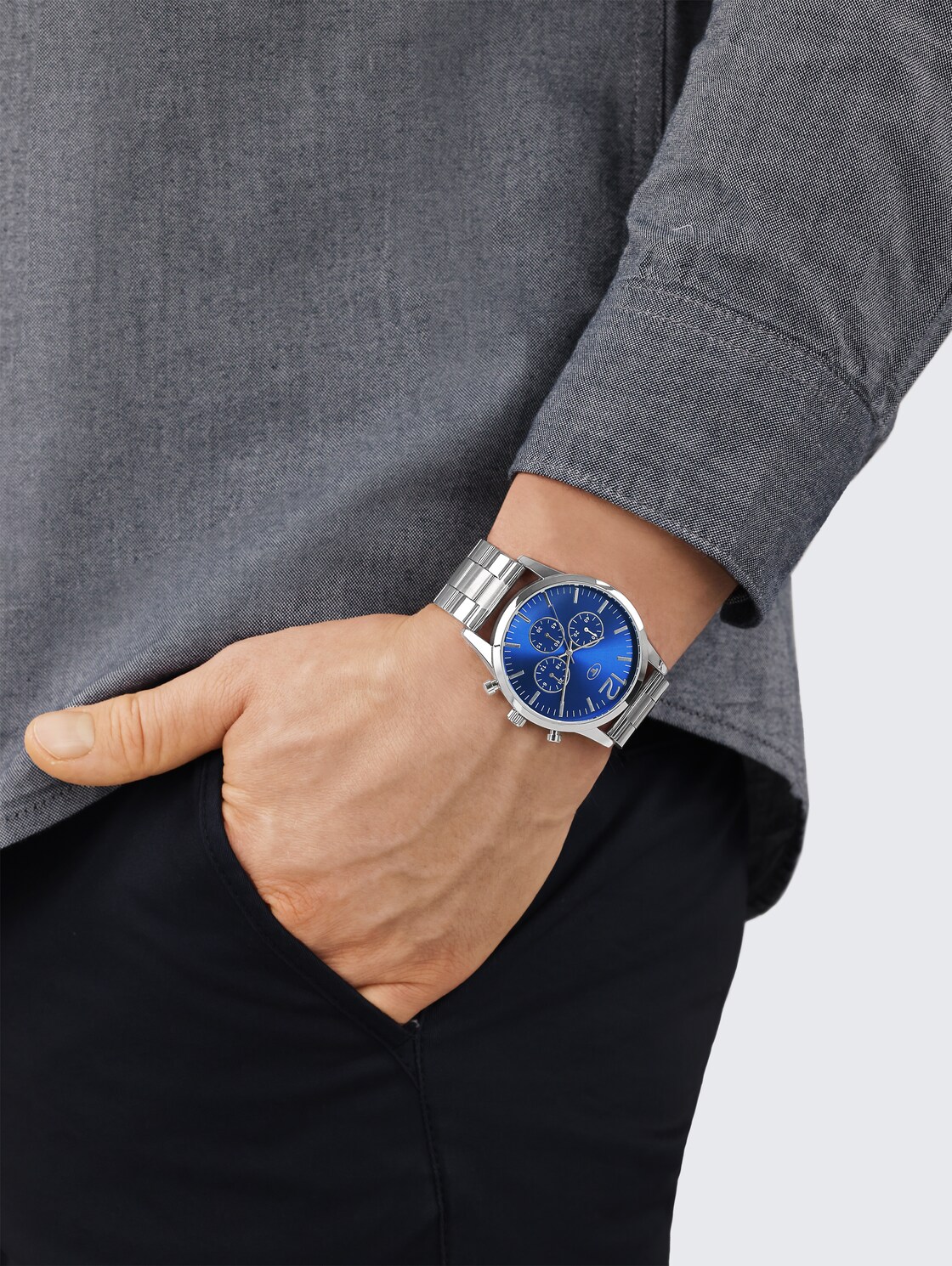 Armbanduhr aus Edelstahl silber mit 42mm - silver