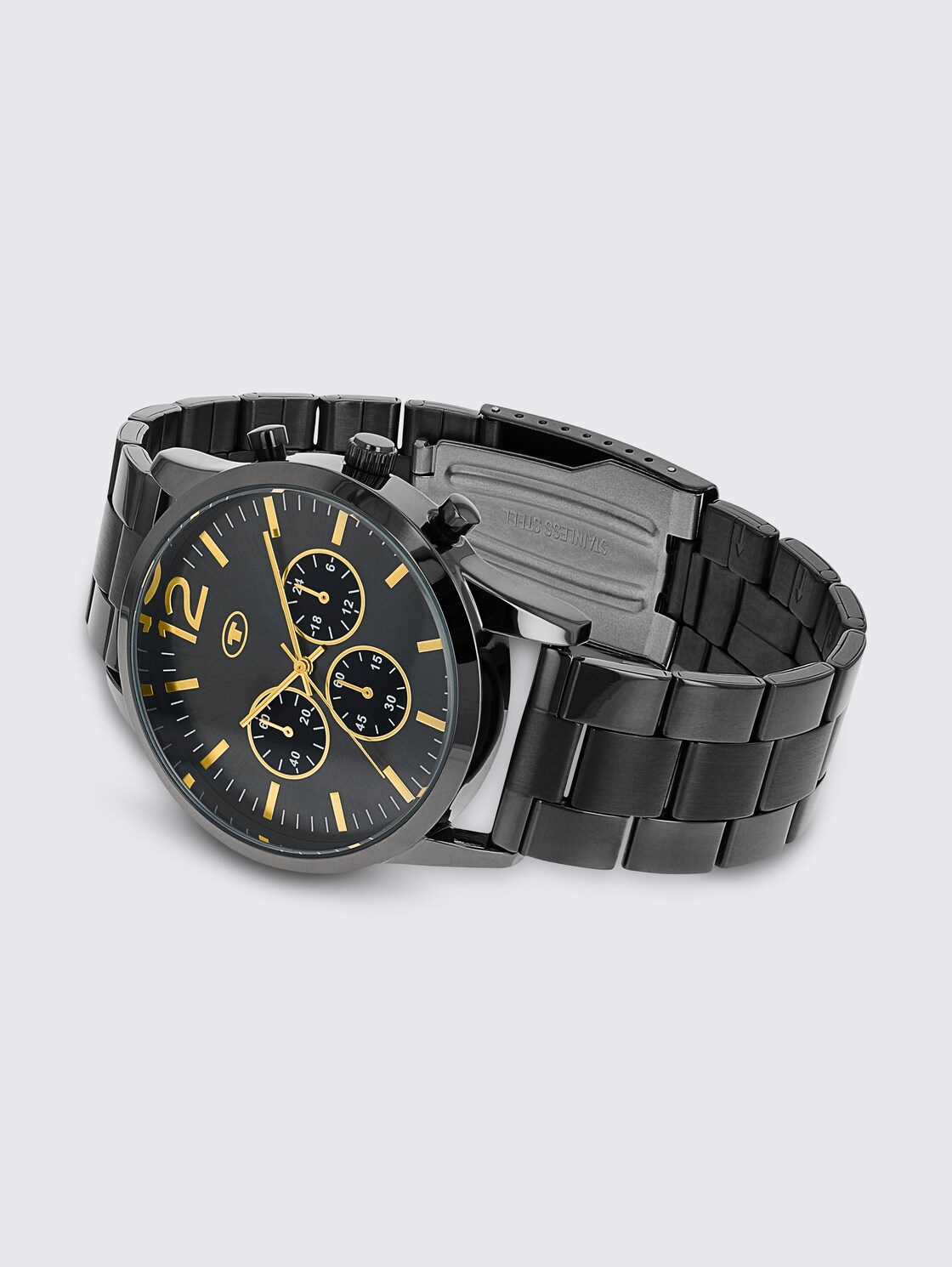 Armbanduhr aus Edelstahl anthrazit mit 42mm - gun