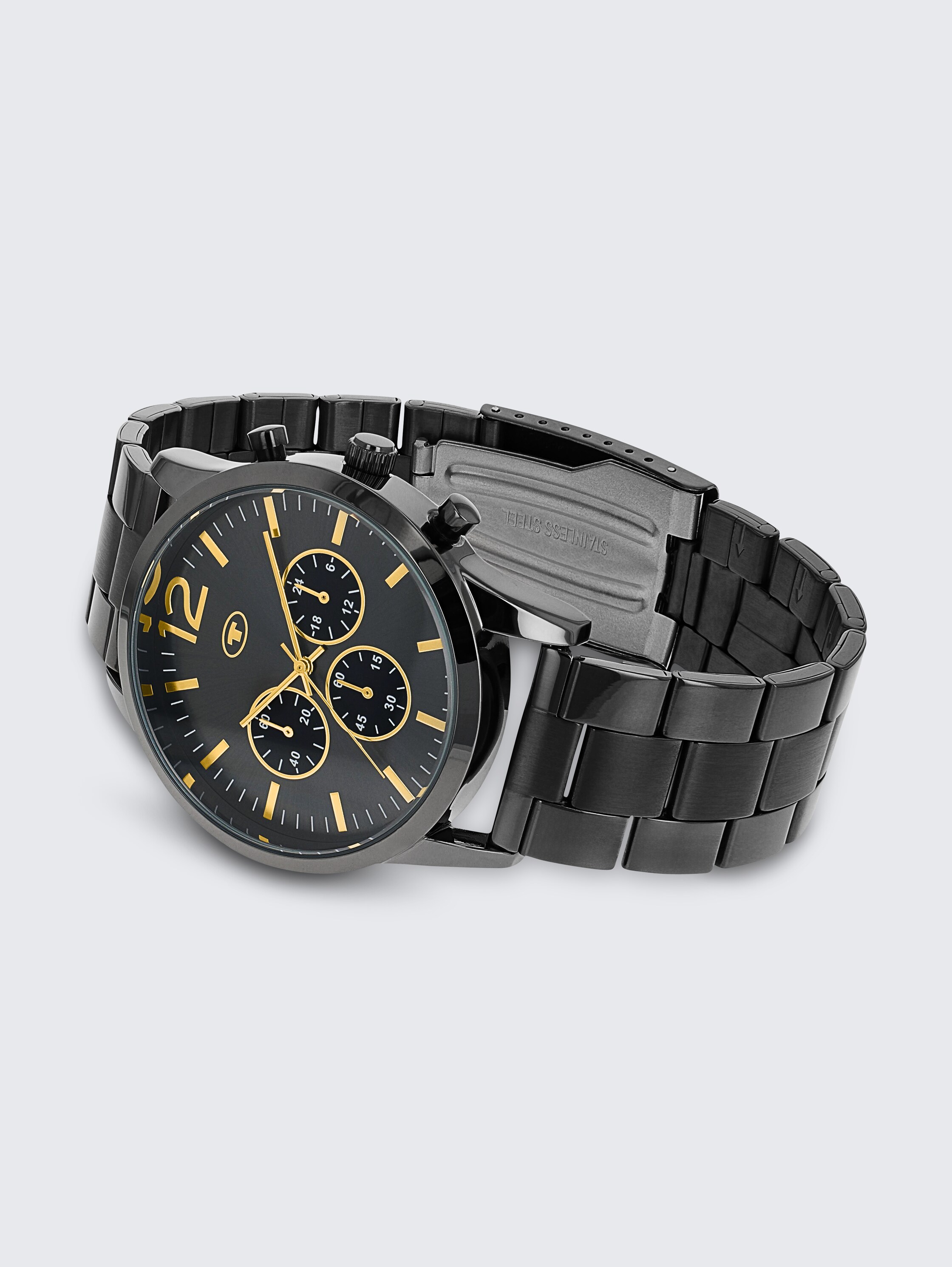 Armbandhorloge van antracietkleurig roestvrij staal met 42 mm - gun - 