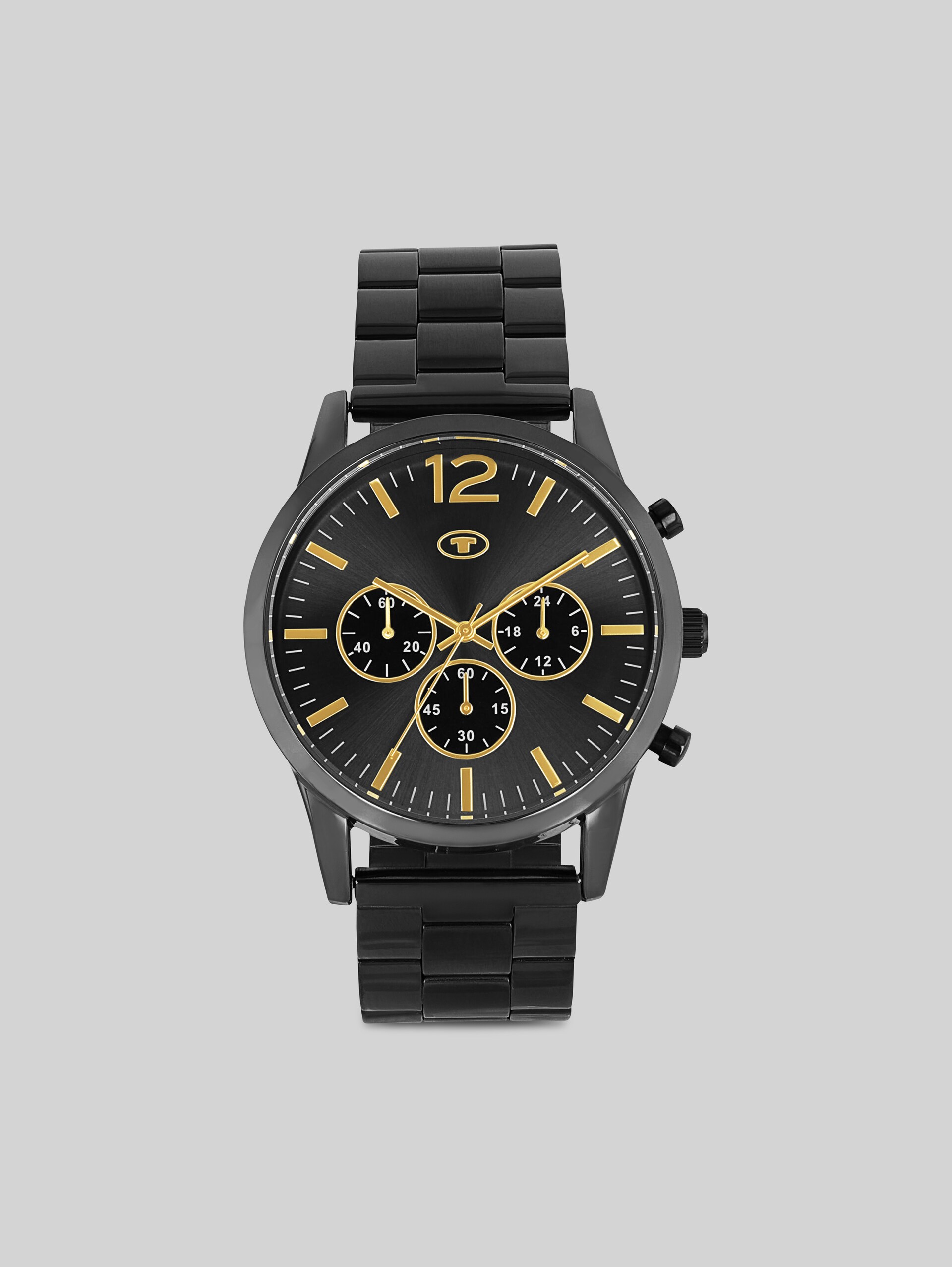 Stainless steel anthracite wristwatch with 42 mm - gun