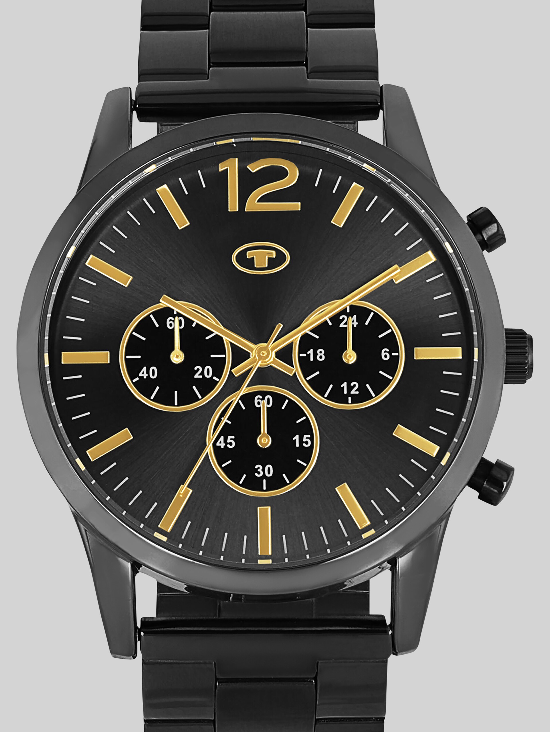 Stainless steel anthracite wristwatch with 42 mm - gun