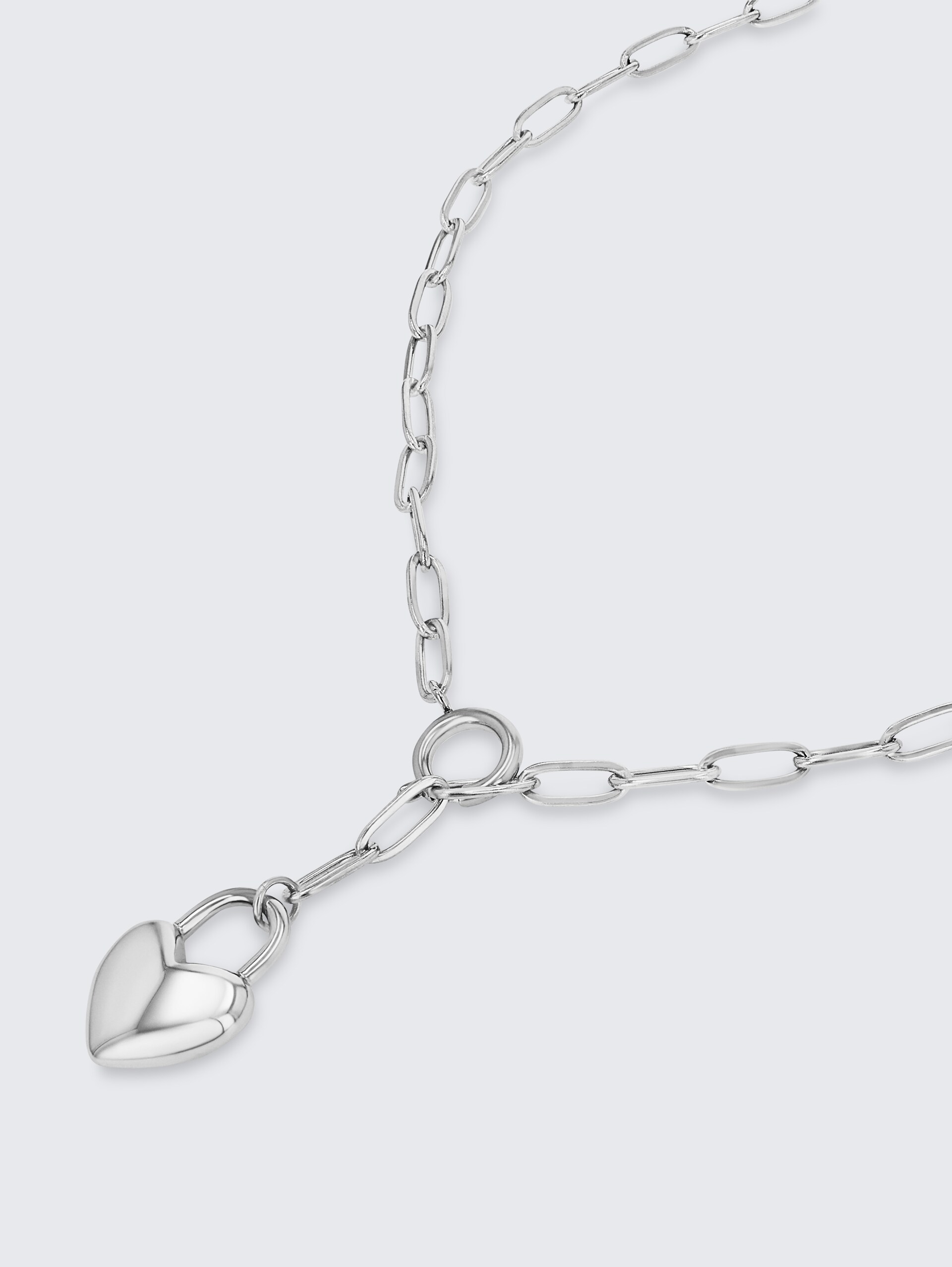 Halskette mit Herz Anhänger aus Edelstahl silber - silver