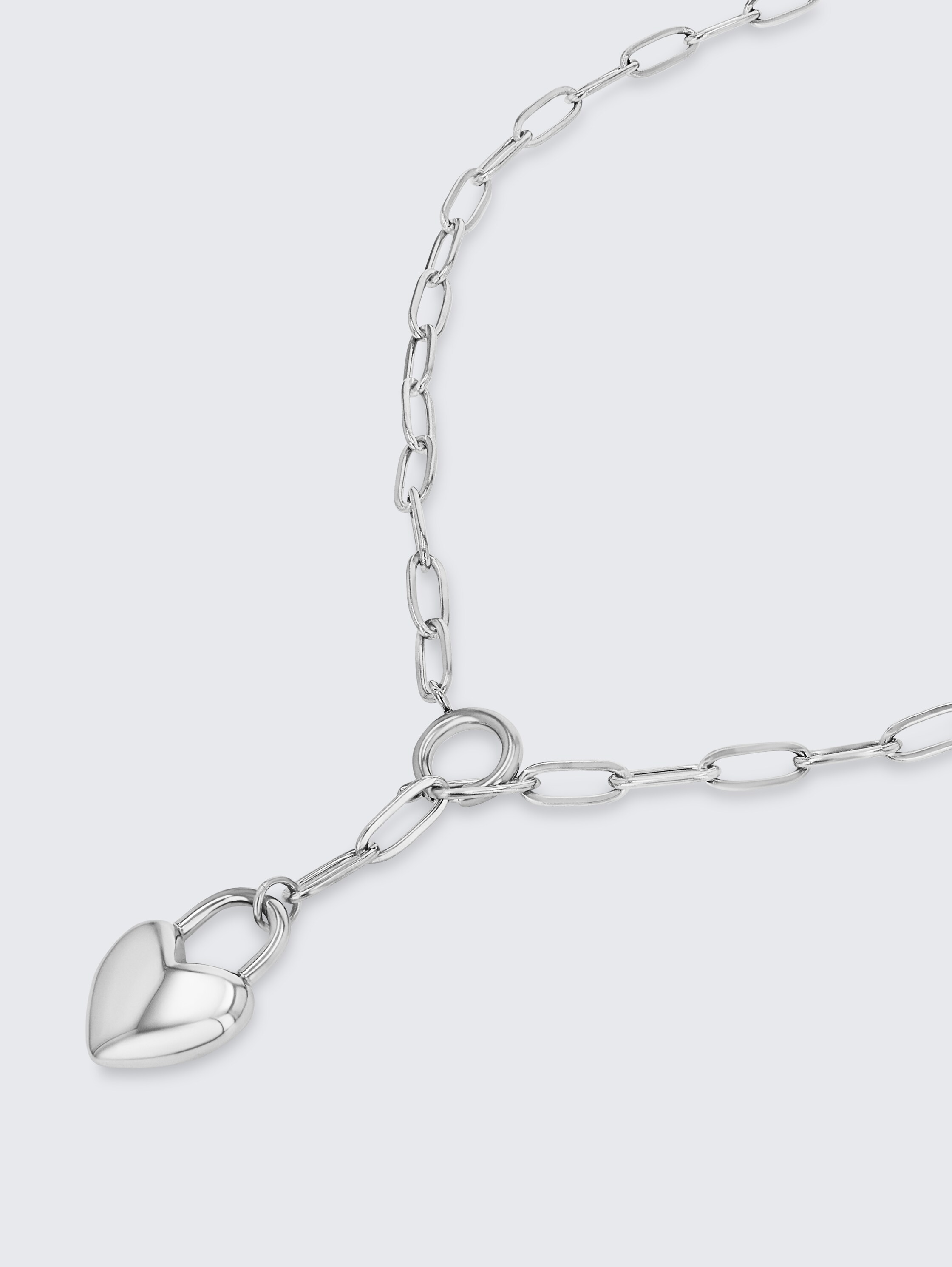 Halskette mit Herz Anhänger aus Edelstahl silber - silver - 