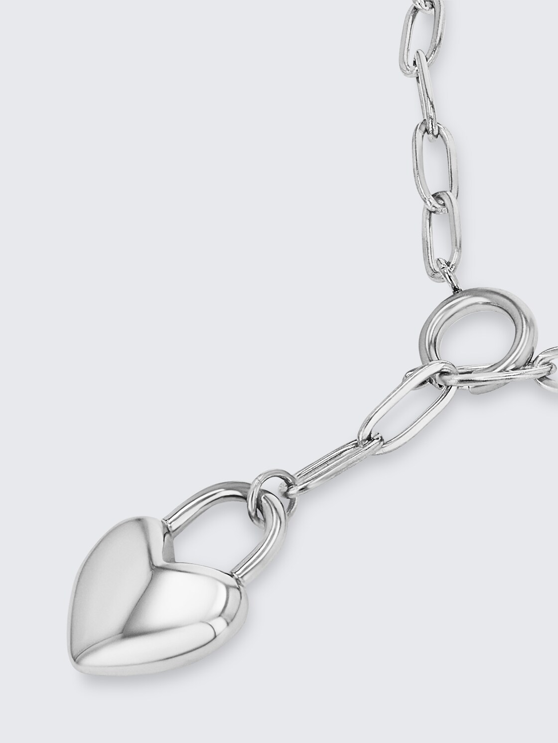 Halskette mit Herz Anhänger aus Edelstahl silber - silver