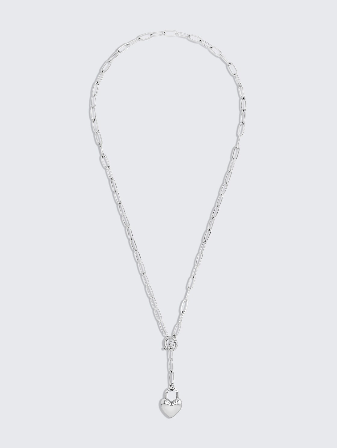 Halskette mit Herz Anhänger aus Edelstahl silber - silver