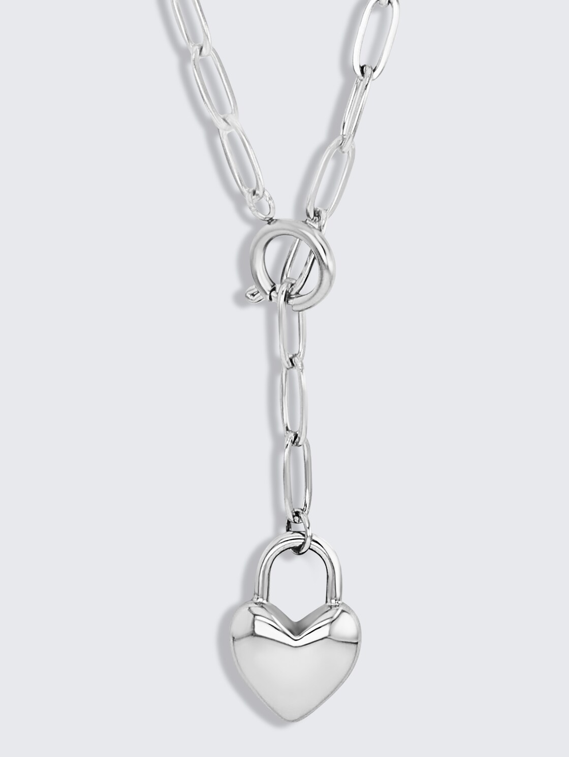 Halskette mit Herz Anhänger aus Edelstahl silber - silver