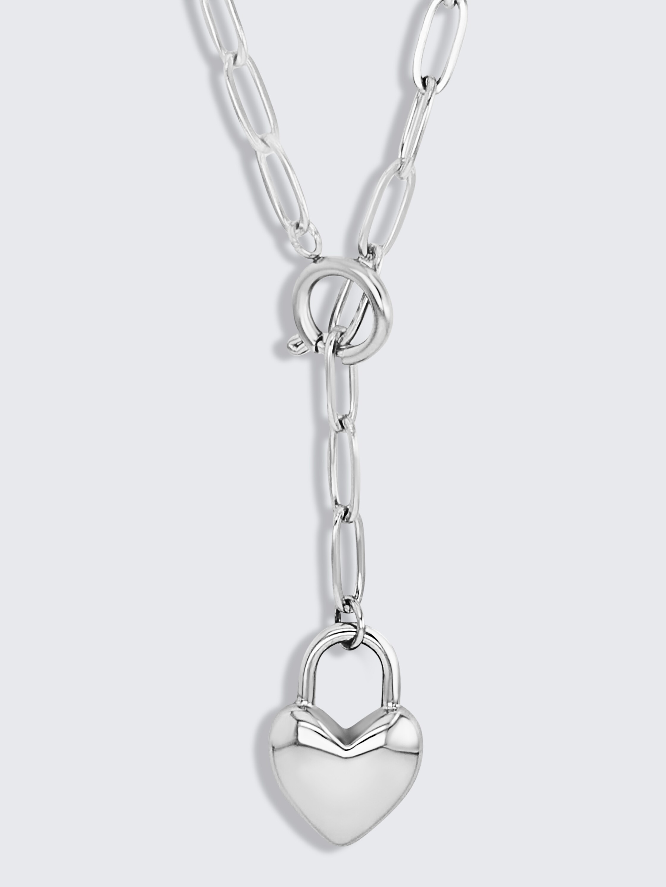 Halskette mit Herz Anhänger aus Edelstahl silber - silver - 