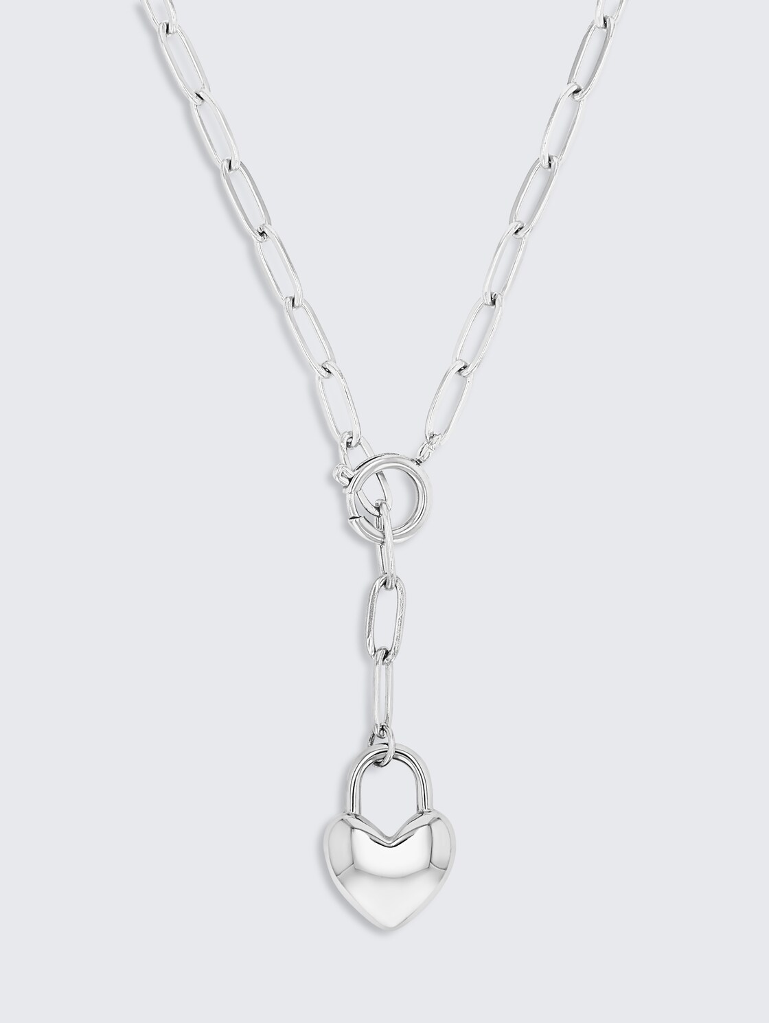 Halskette mit Herz Anhänger aus Edelstahl silber - silver