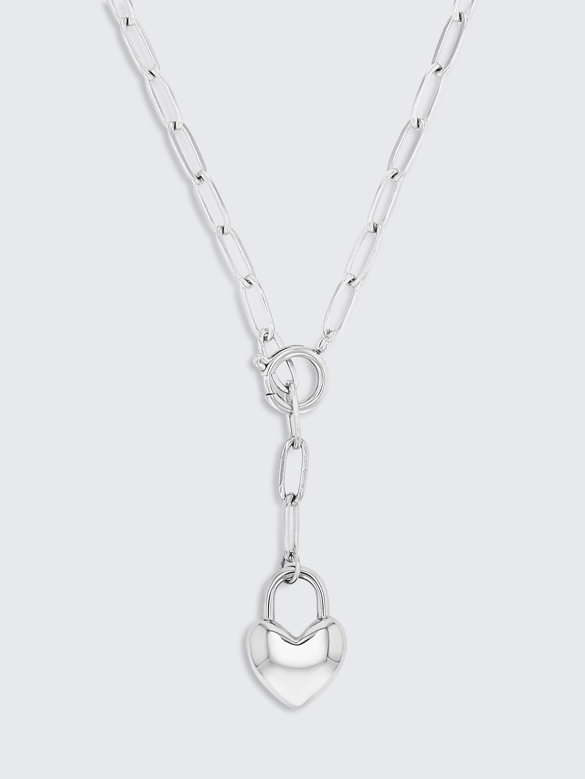 Halskette mit Herz Anhänger aus Edelstahl silber - silver