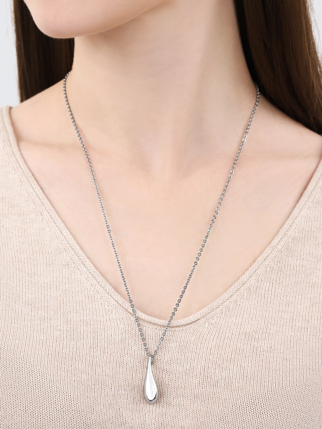 Halskette mit Anhänger aus Edelstahl silber - silver