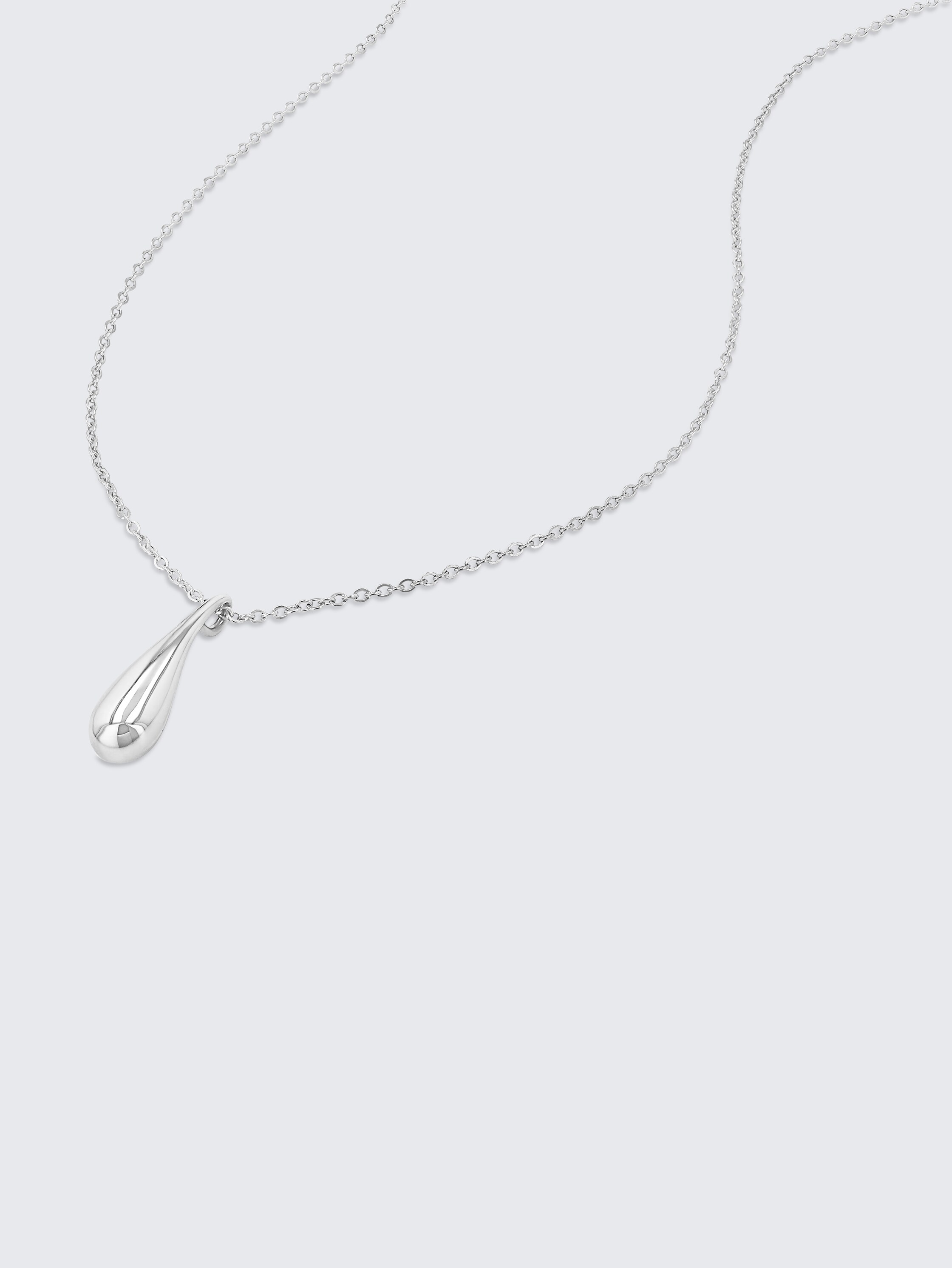 Necklace with pendant made of silver stainless steel - silver - 