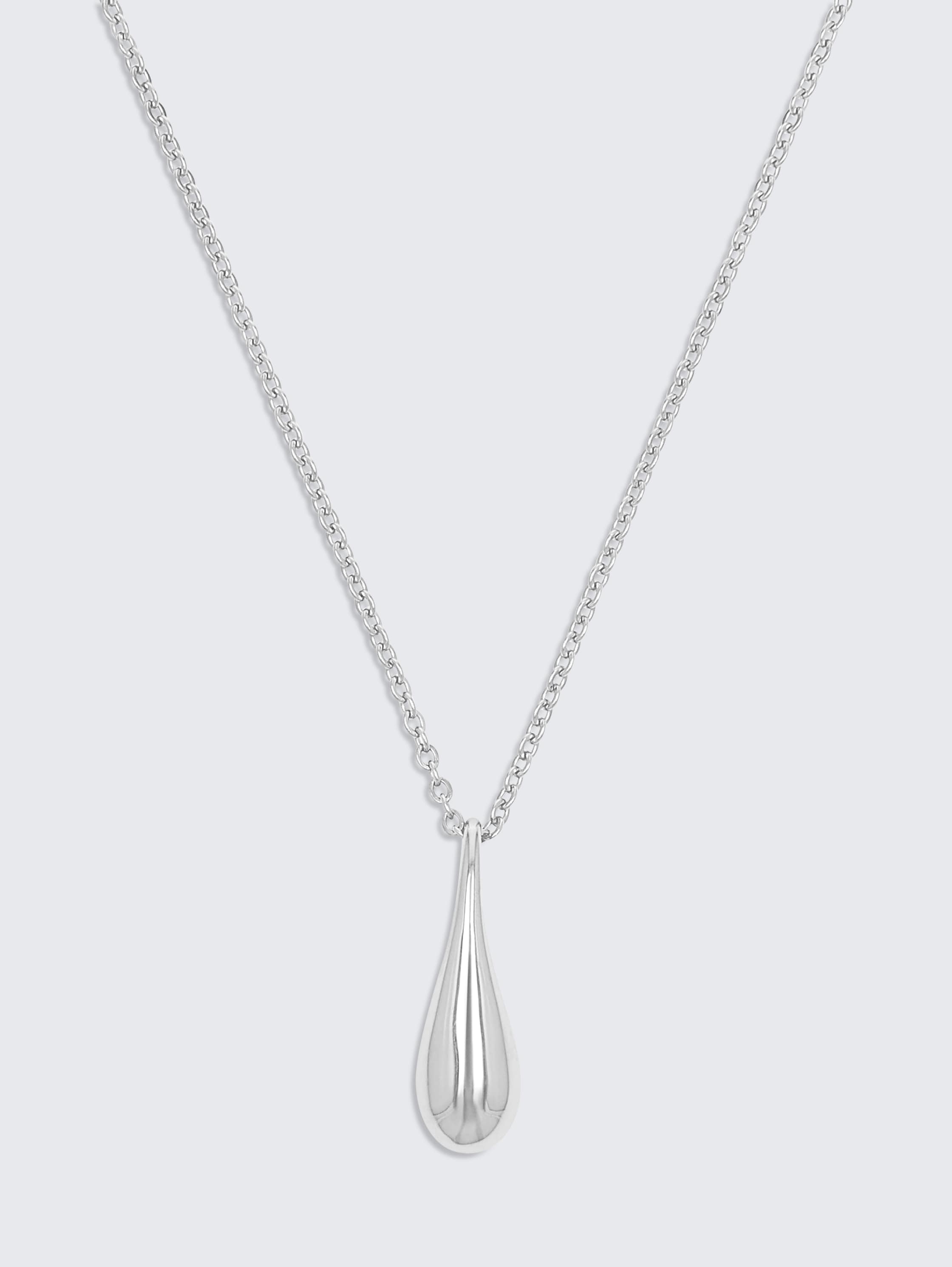 Necklace with pendant made of silver stainless steel - silver - 