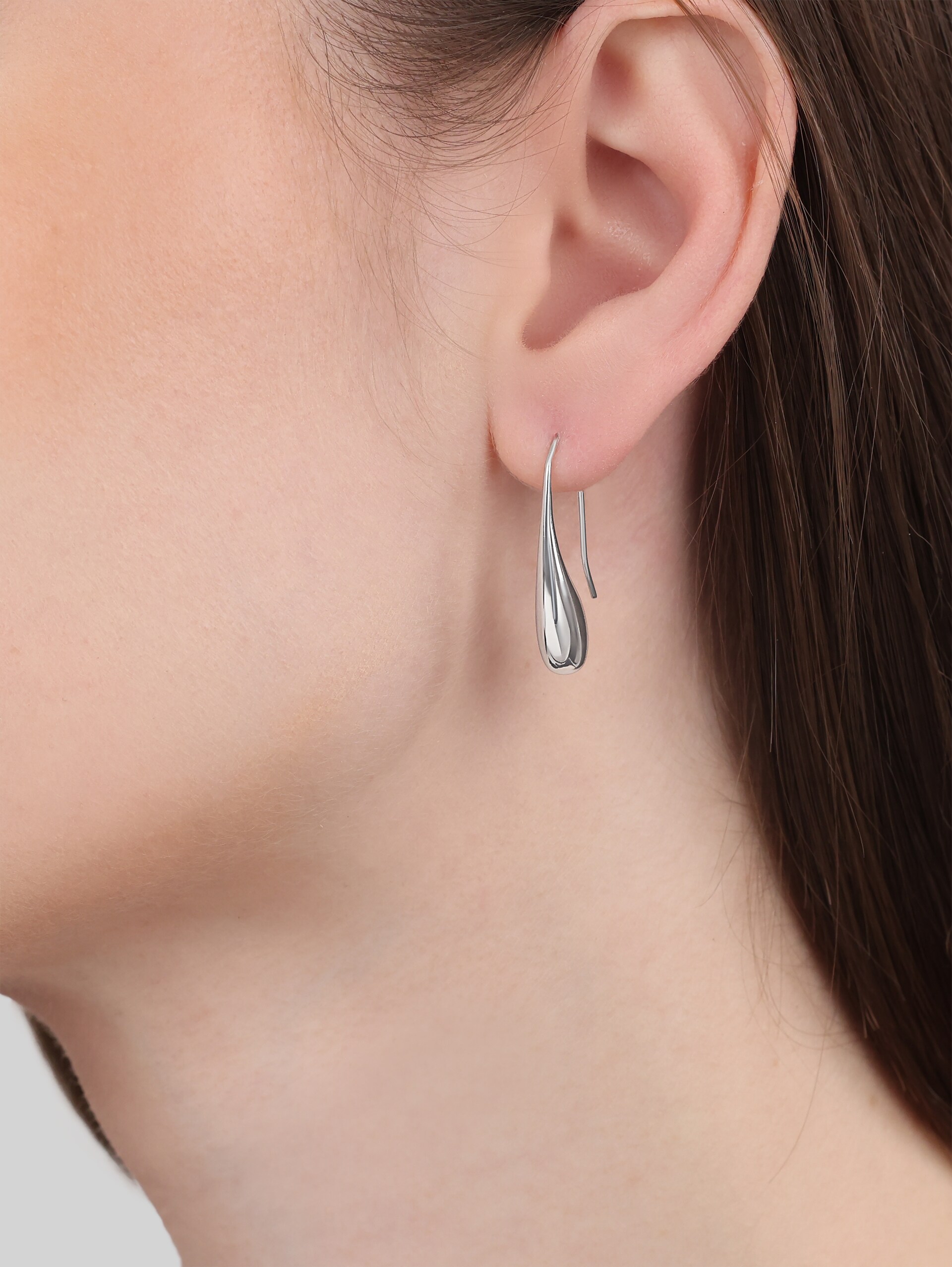 Stainless steel silver drop earrings - silver