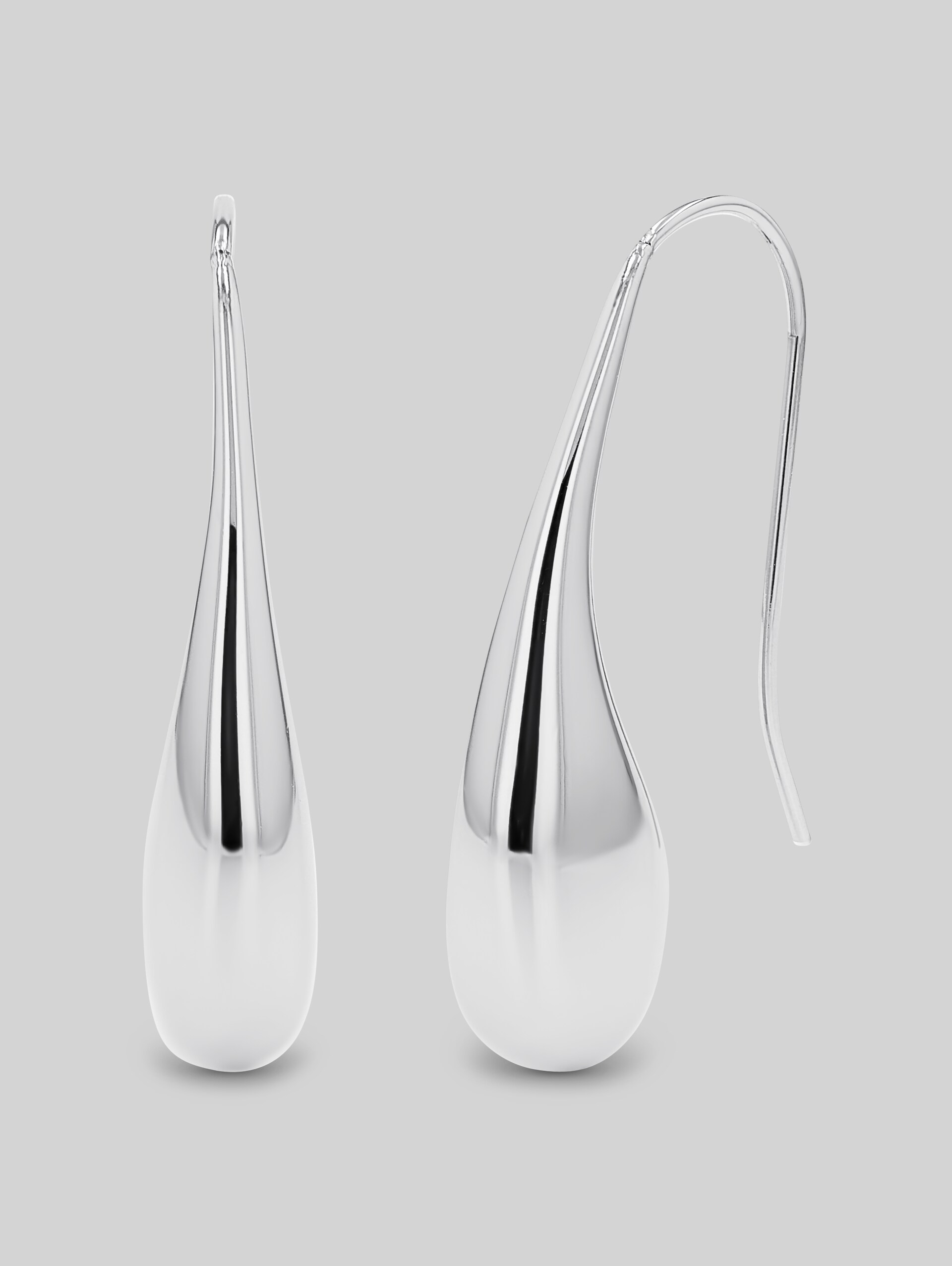 Stainless steel silver drop earrings - silver