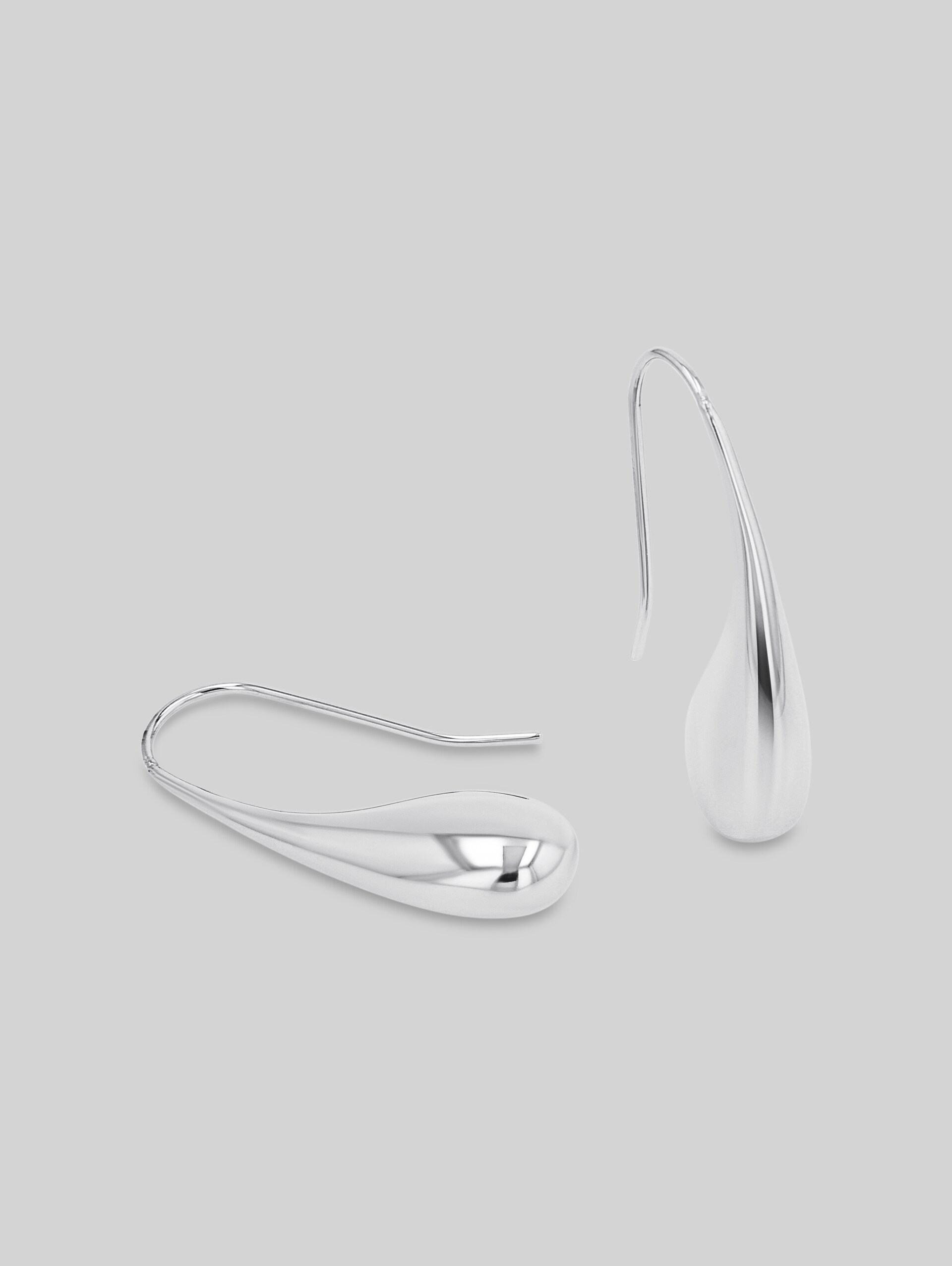 Stainless steel silver drop earrings - silver