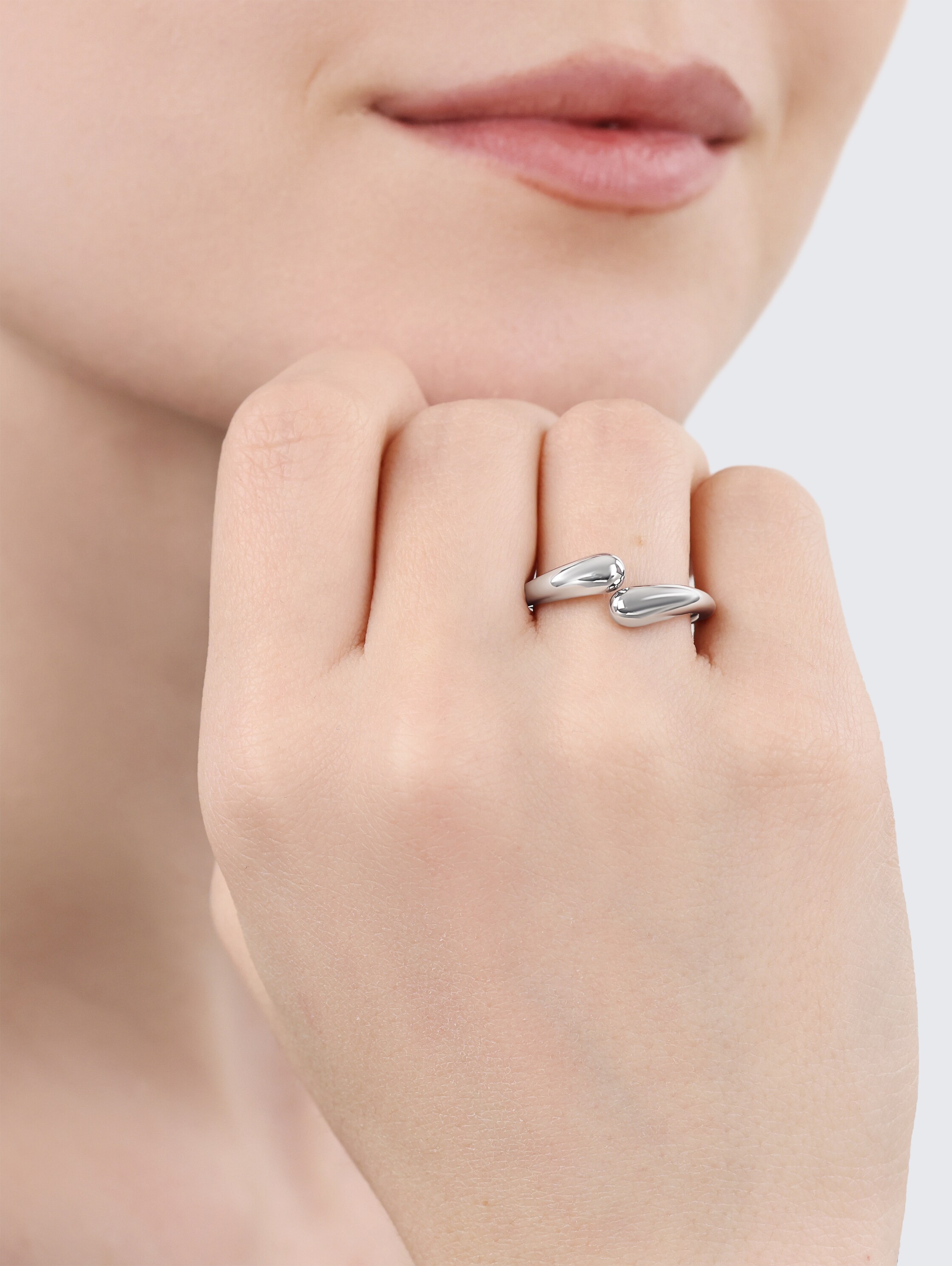 Stainless steel silver finger ring - silver - 