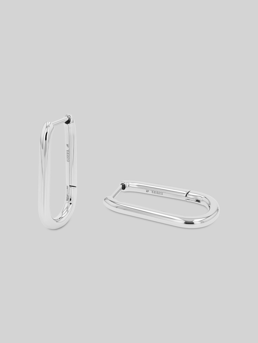 Stainless steel silver hoop earrings by Women, silver