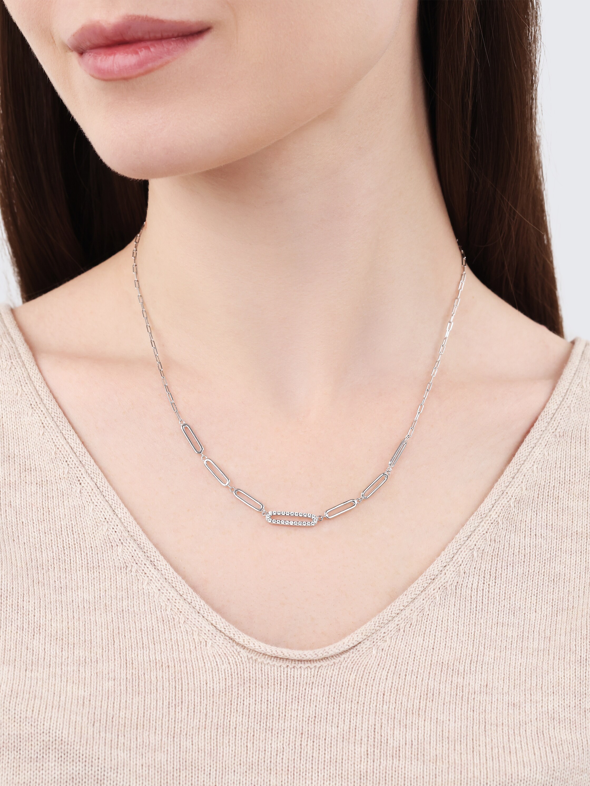 Ketting zilver 925 - Steen zirkonia wit - silver - 