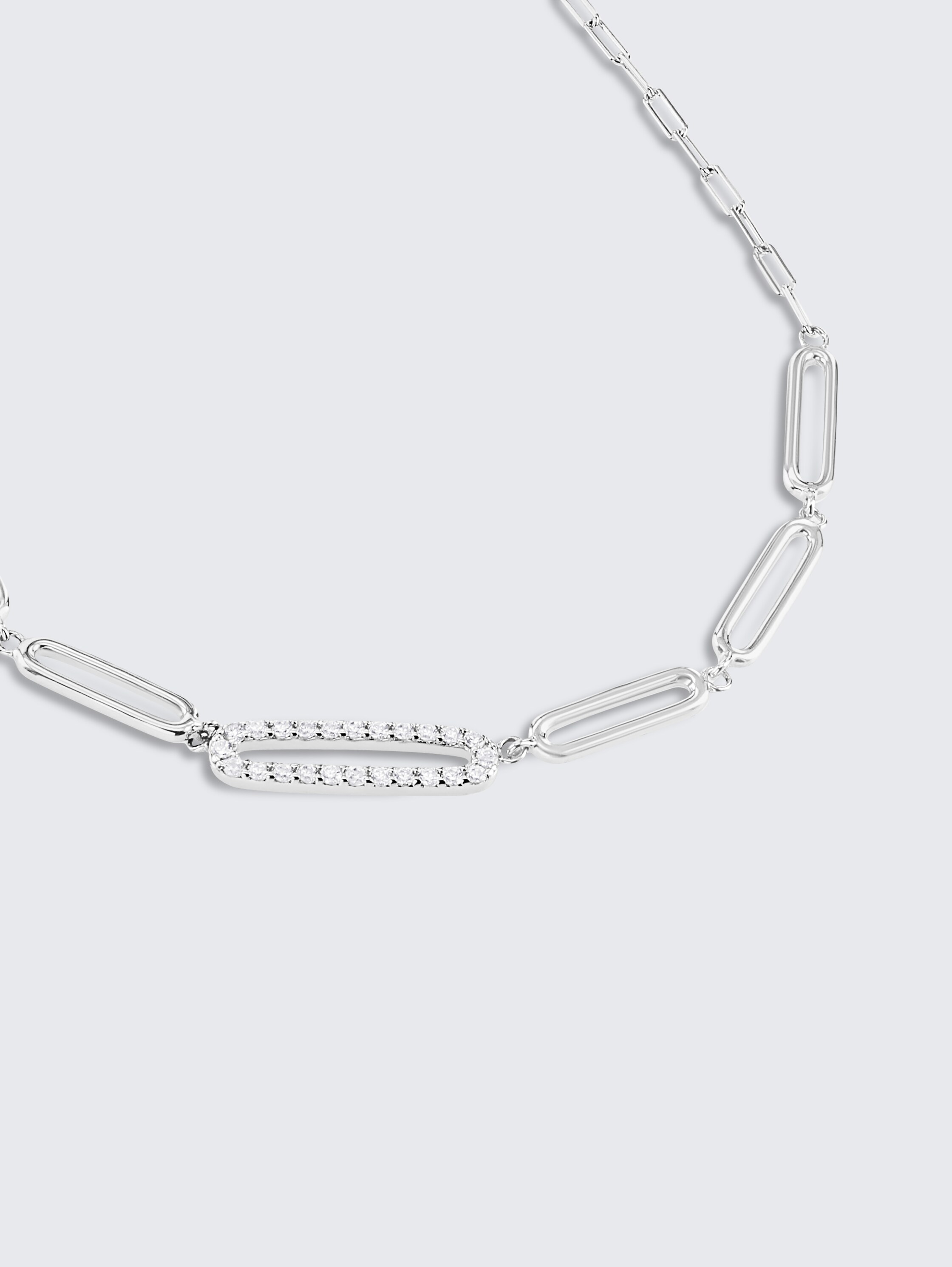 Ketting zilver 925 - Steen zirkonia wit - silver - 