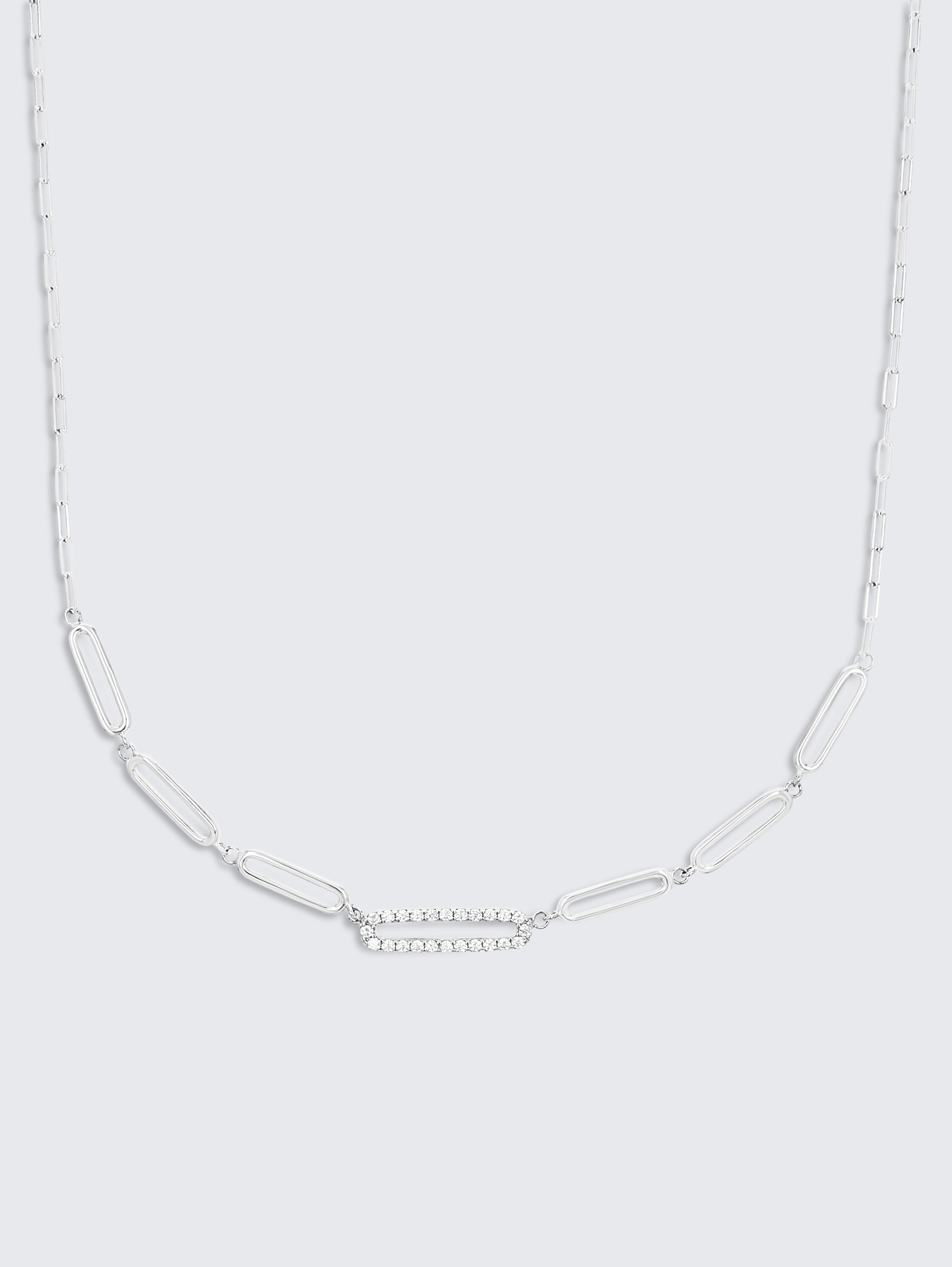 Ketting zilver 925 - Steen zirkonia wit - silver - 