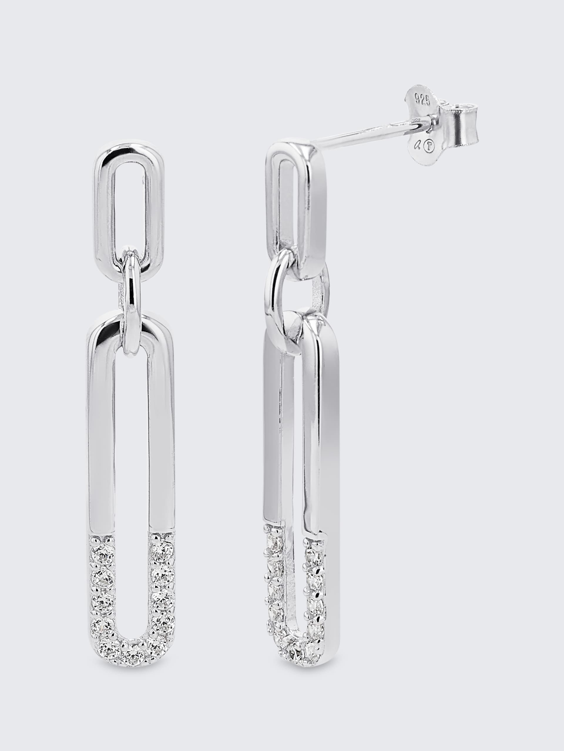Oorbellen zilver 925 - Steen zirkonia wit - silver