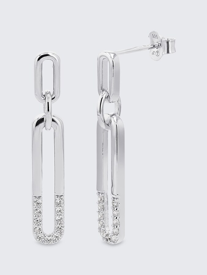 Oorbellen zilver 925 - Steen zirkonia wit door Women, silver