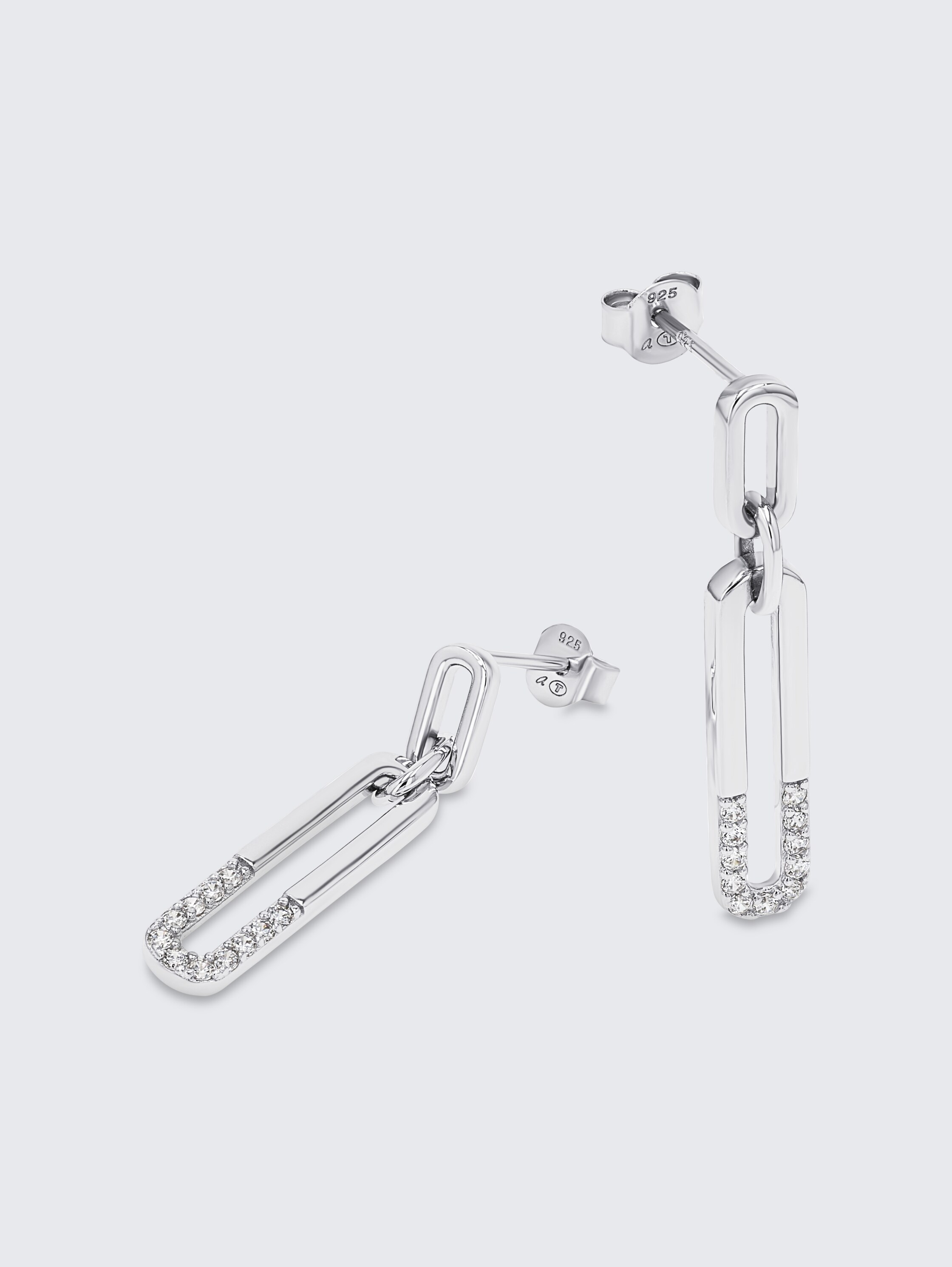 925 silver drop earrings - White zirconia stone - silver - 