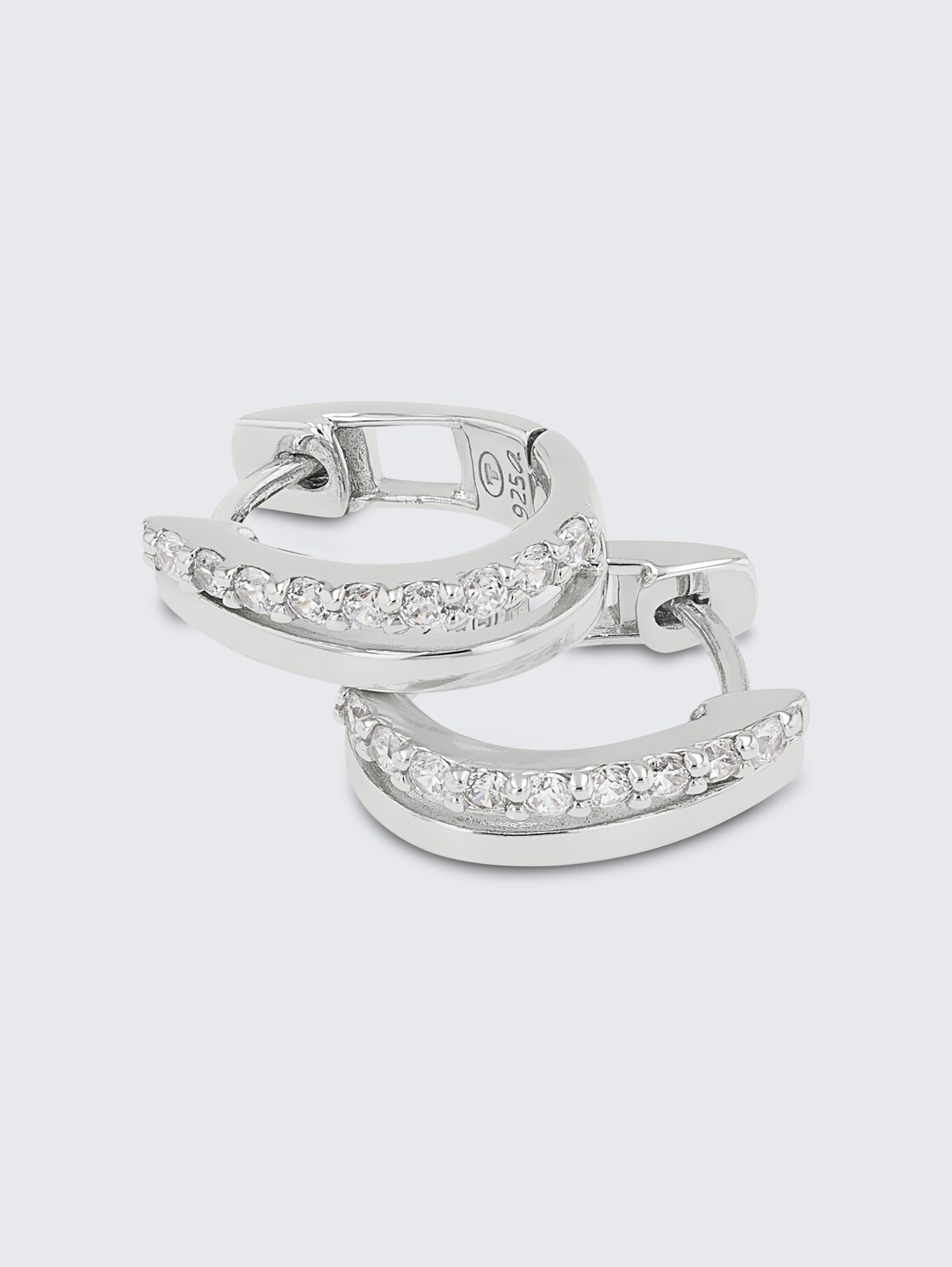 Hoop earrings, 925 silver - White zirconia stone - silver