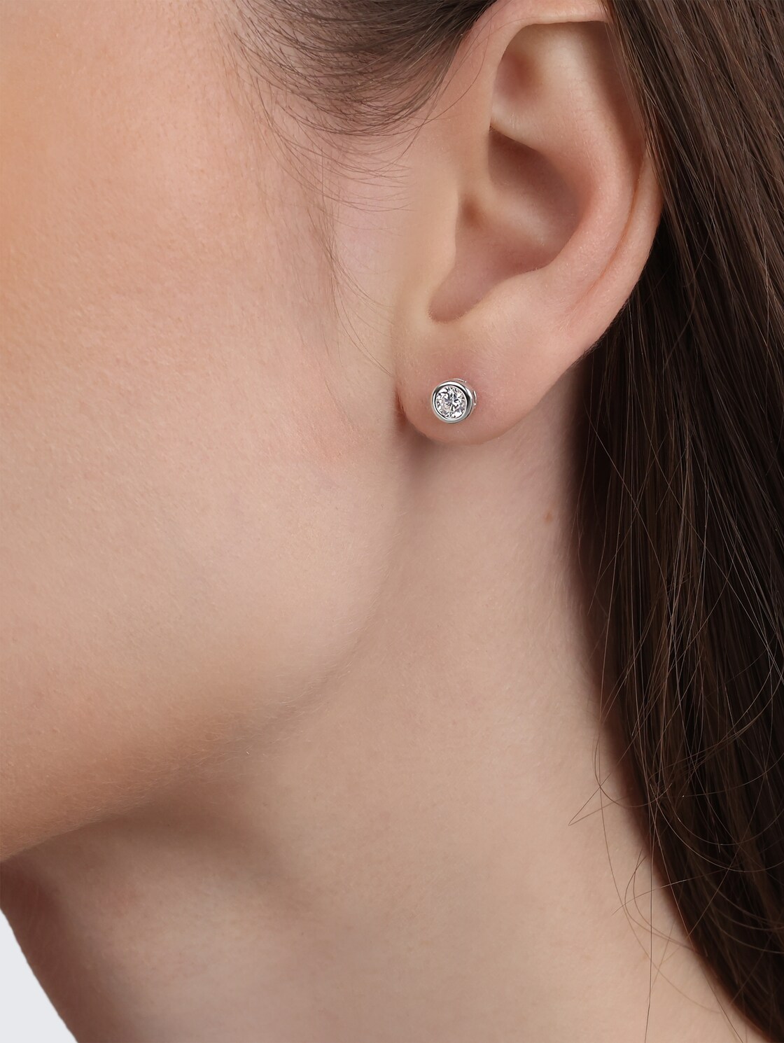 Stud earrings, 925 silver - White zirconia stone - silver