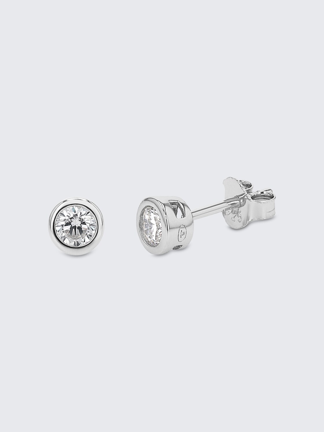 Stud earrings, 925 silver - White zirconia stone - silver