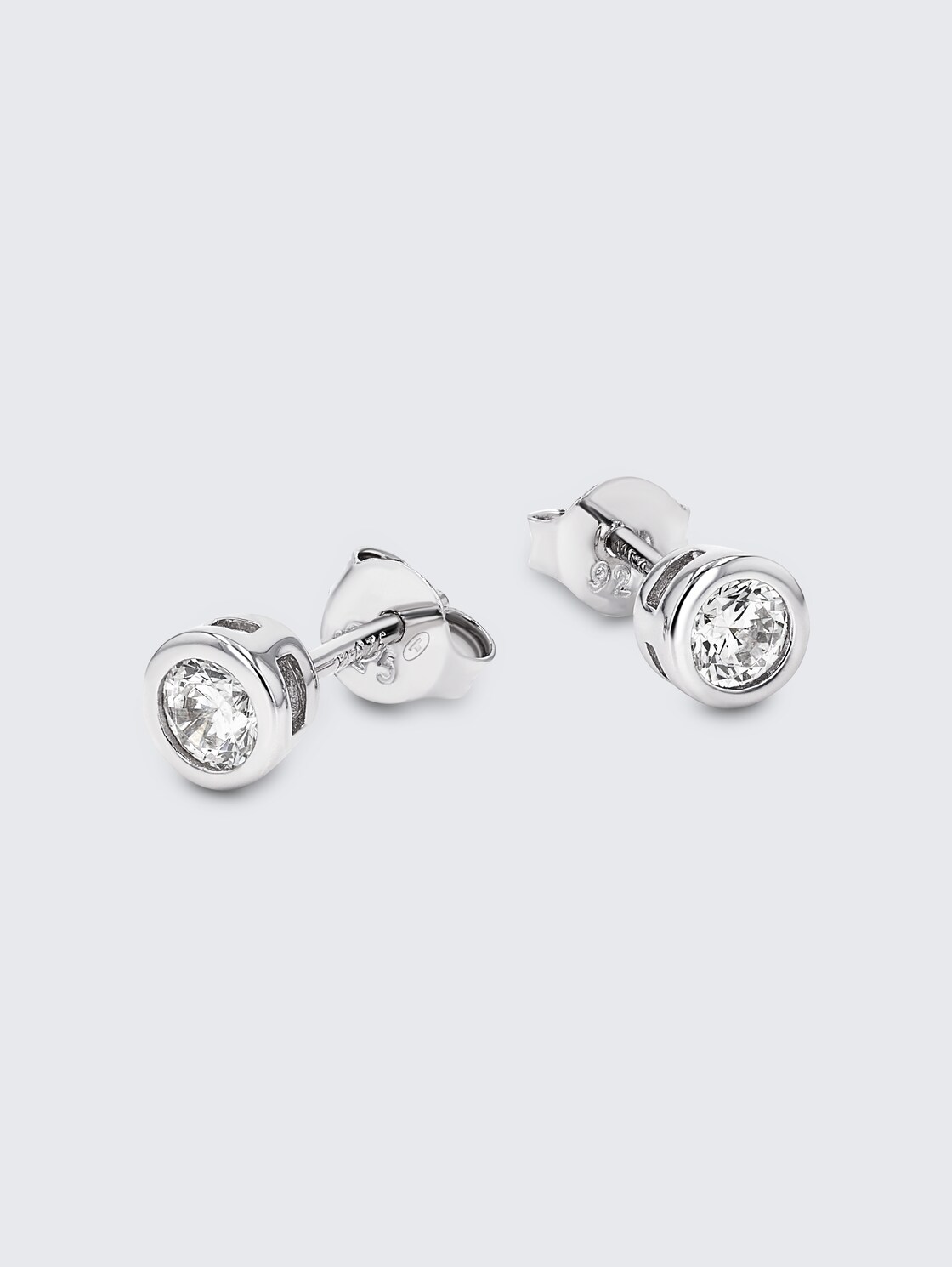 Stud earrings, 925 silver - White zirconia stone - silver