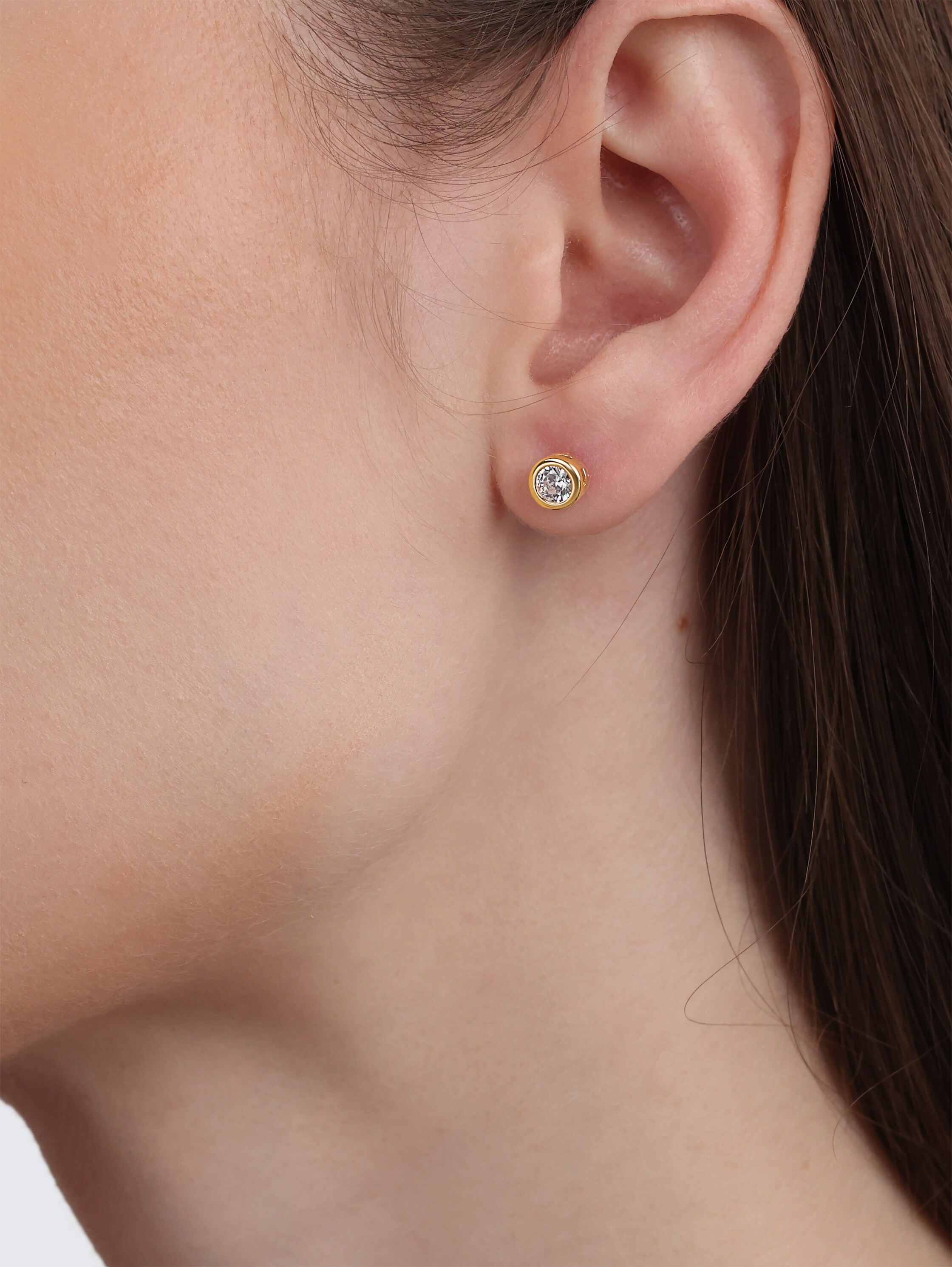 Oorstekers zilver 925 - Steen zirkonia wit - rose_gold - 