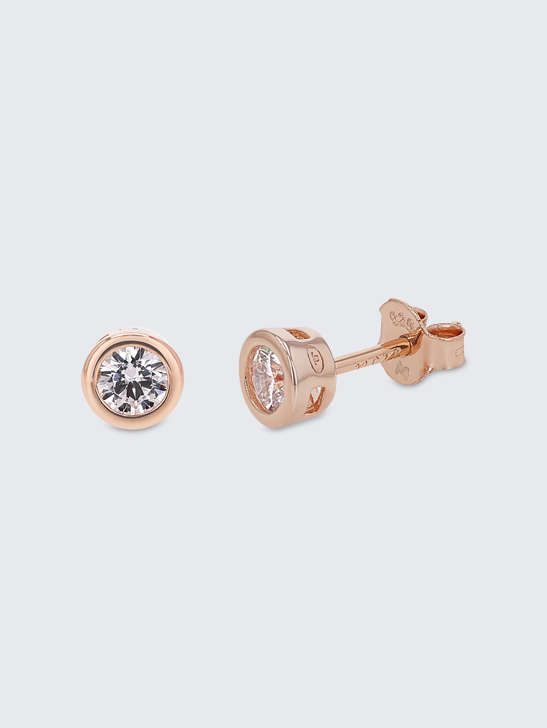 Ohrstecker Silber 925 - Stein Zirkonia weiß - rose gold
