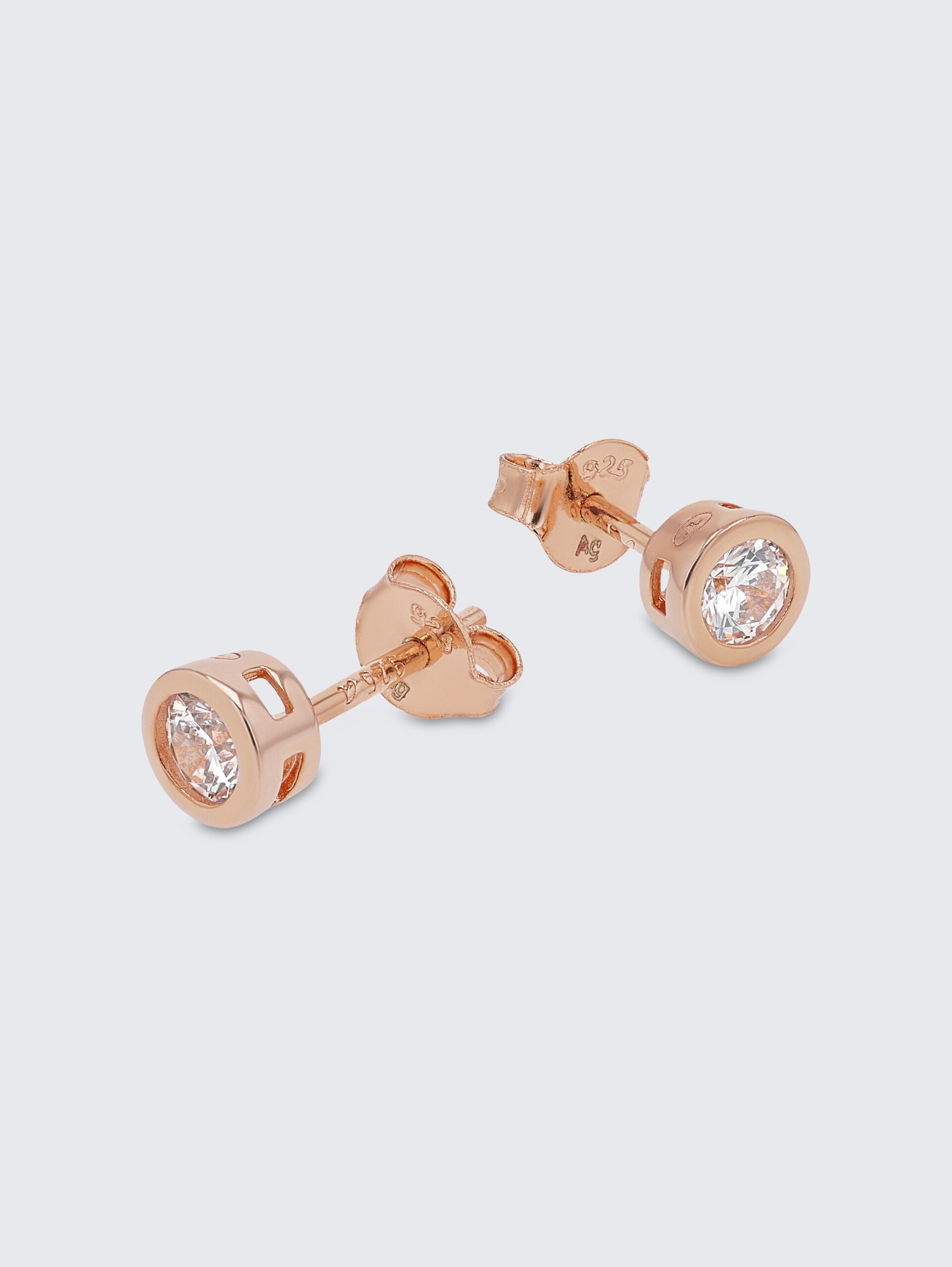 Ohrstecker Silber 925 - Stein Zirkonia weiß - rose gold